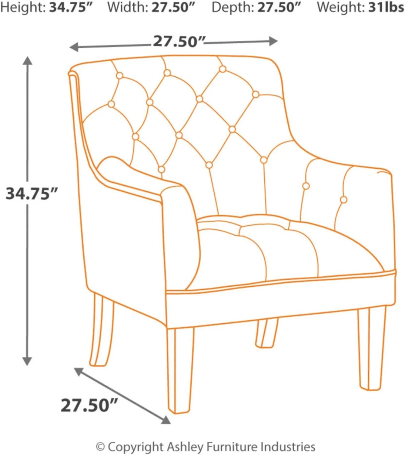Signature Design by Ashley Drakelle Faux Leather Distressed Tufted Accent Chair, Brown - Retail $239 - Image 3