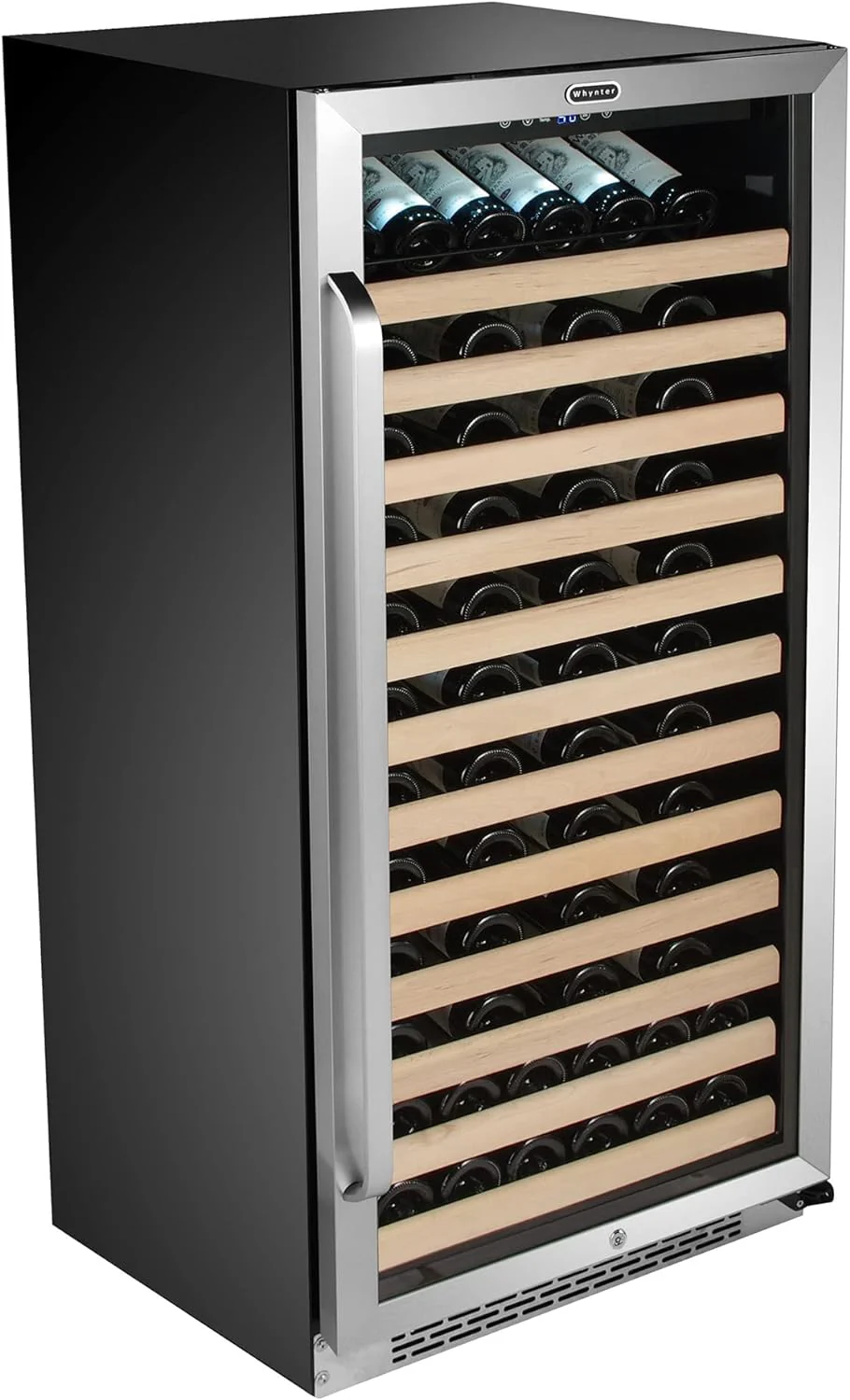 NEW - Whynter BWR-1002SD 100 Built-in or Freestanding Stainless Steel Compressor Large Capacity Wine Refrigerator Rack for Open LED Display, Black-100 Bottle, Black - Retail $1083 - Image 3