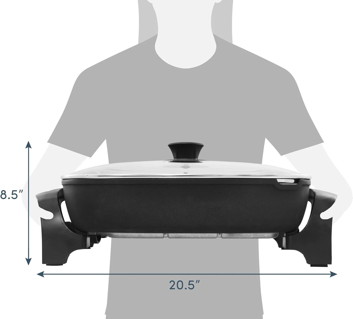 NEW - Elite Gourmet EG-6203# Extra Deep 16"x13"x3.2" (10.5Qt.) Scratch Resistant, Easy Pour Spout Dishwasher Safe, Non-stick Electric Skillet with Glass Vented Lid, Adjustable Temperature, Black - Retail $59 - Image 2