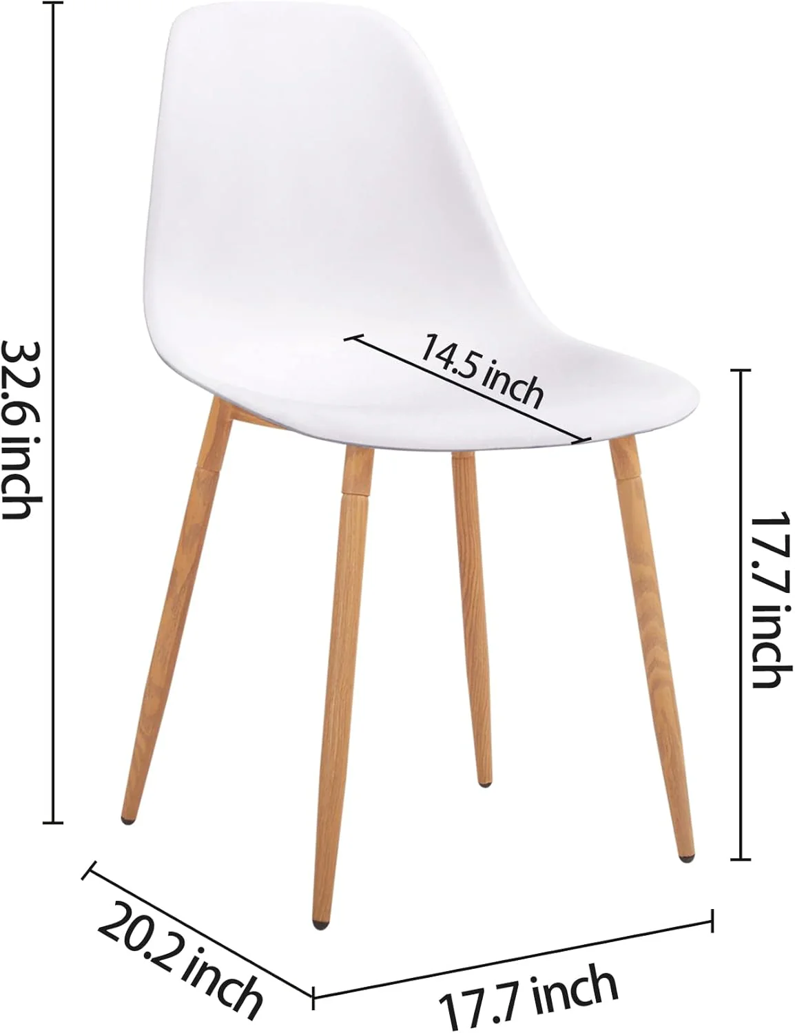 NEW - CangLong Modern Stylish Plastic Cushion Metal Legs for Kitchen, Dining, Bedroom, Living Room, Side Chair, Set of 2, White - Retail $91 - Image 2