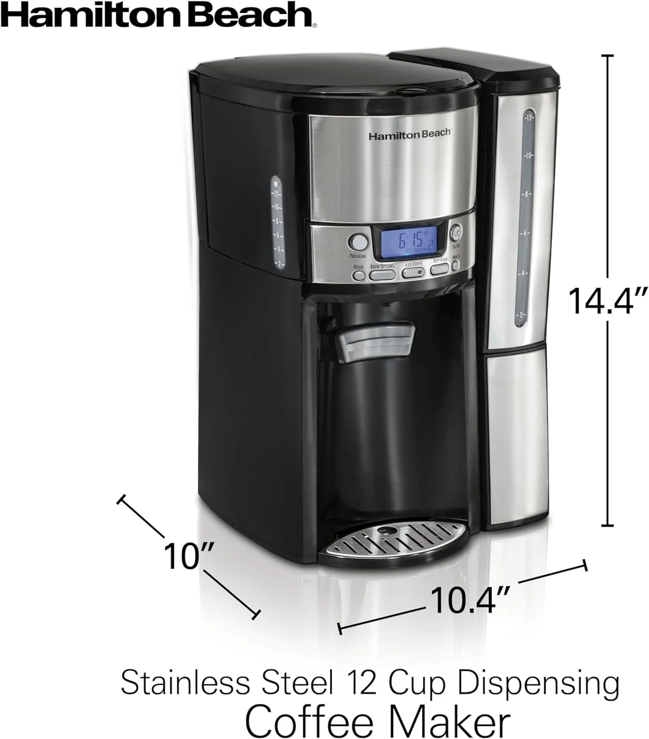 NEW - Hamilton Beach One Press Programmable Dispensing Drip Coffee Maker with 12 Cup Internal Brew Pot, Water Reservoir, Black and Silver (47950) - Retail $52 - Image 5