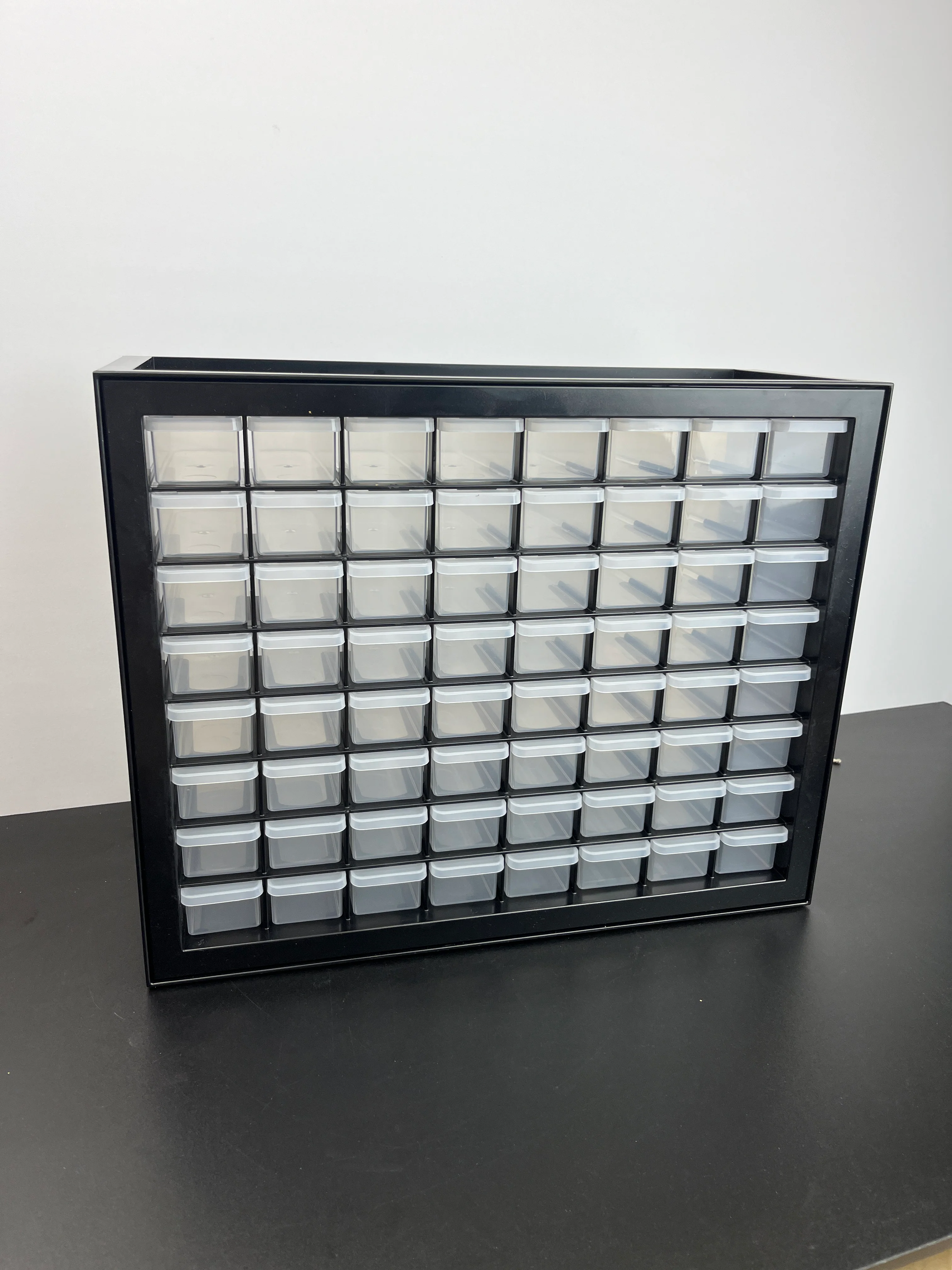 NEW - IRIS USA 64 Drawer Stackable Storage Cabinet for Hardware Parts Crafts, 19.5-Inch W x 7-Inch D x 15.5-Inch H, Black - Small Brick Organizer Utility Chest, Scrapbook Hobby Multiple Compartment - Retail $49 - Image 3