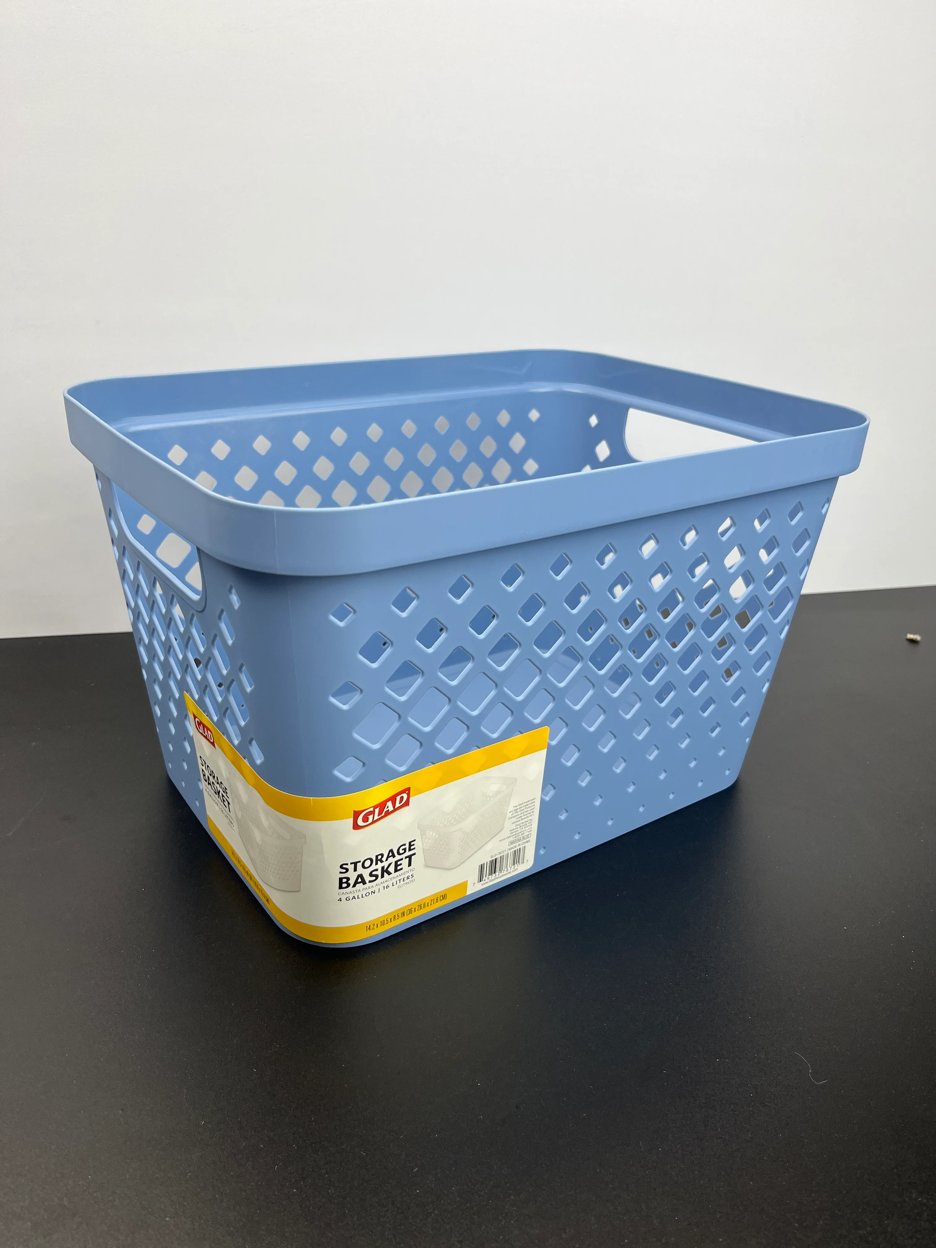 NEW - Glad Plastic Storage Basket Set, Value Pack of 6 | Open Storage Bins for Shelves, Bathroom, Pantry, Closet | Nesting Organizer Boxes with Handles, 4 Gallon, Marina Blue - Retail $38 - Image 5