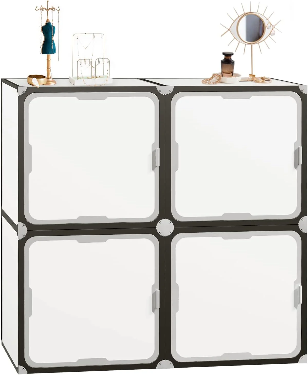 NEW - NeuType Cube Storage Organizer with Doors, 4-Cube Storage Shelves, Closet Storage Shelves Bookshelf Toy Organizer Cabinet, Multifunctional Storage Cubes Organizer Shelves, White - Retail $33