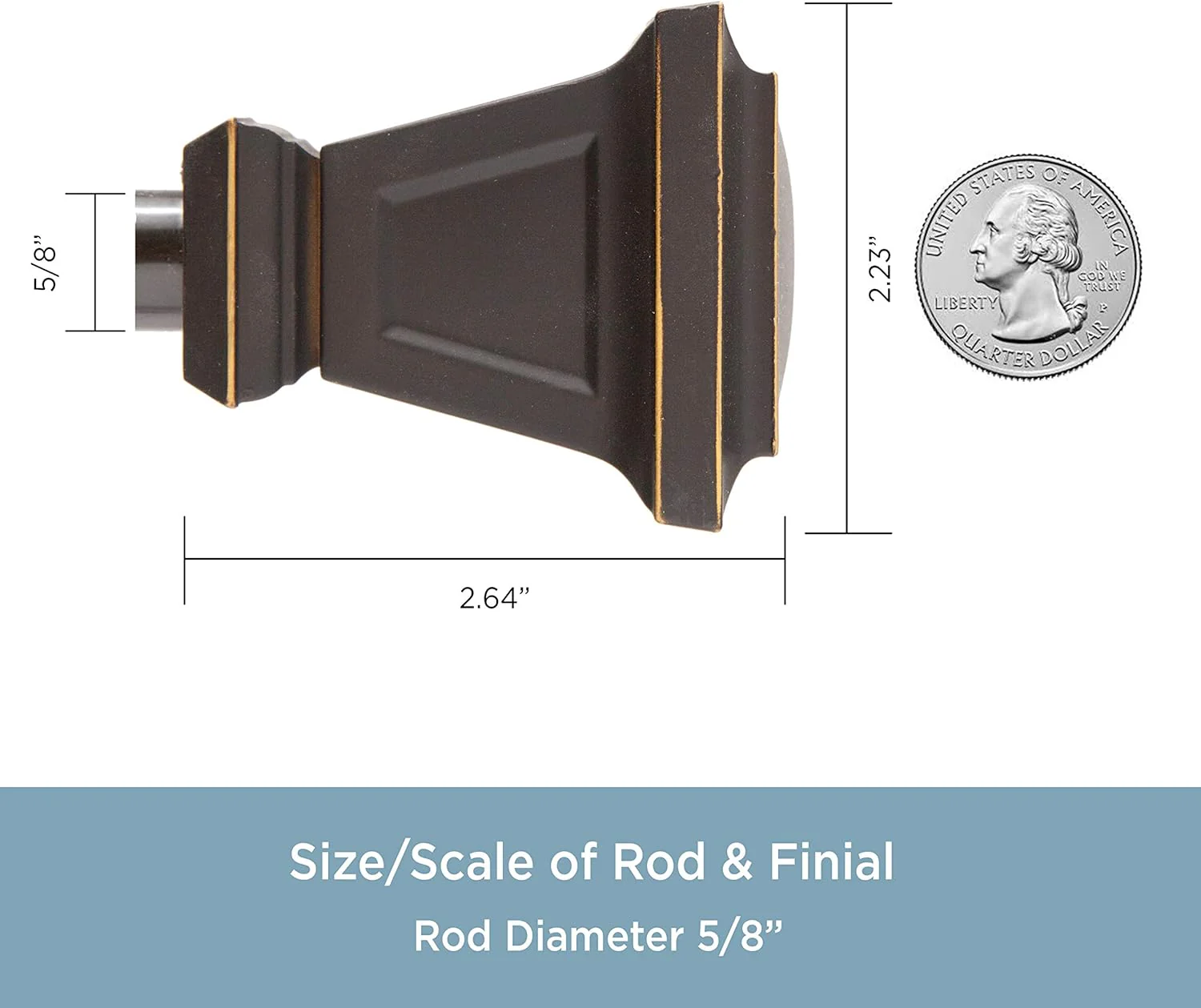 Kenney KN75351 Seville Square End Standard Decorative Window Curtain Rod, 48-86" Adjustable Length, Oil Rubbed Bronze Finish, 5/8" Diameter Steel Tube - Retail $18 - Image 3