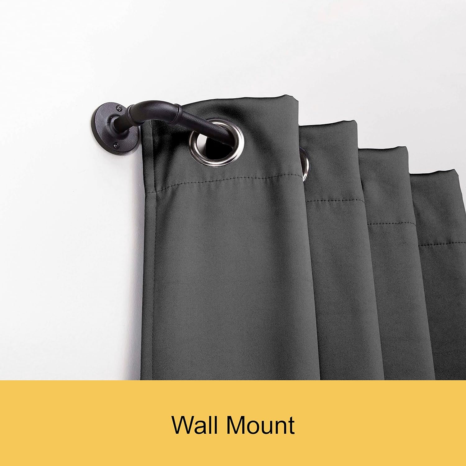 Kenney KN90031 Adler Industrial Pipe Indoor/Outdoor Rust-Resistant Wrap Around Curtain Rod, 48-84" Adjustable Length, Black Finish, 5/8" Diameter Textured Steel Tube - Retail $16 - Image 3