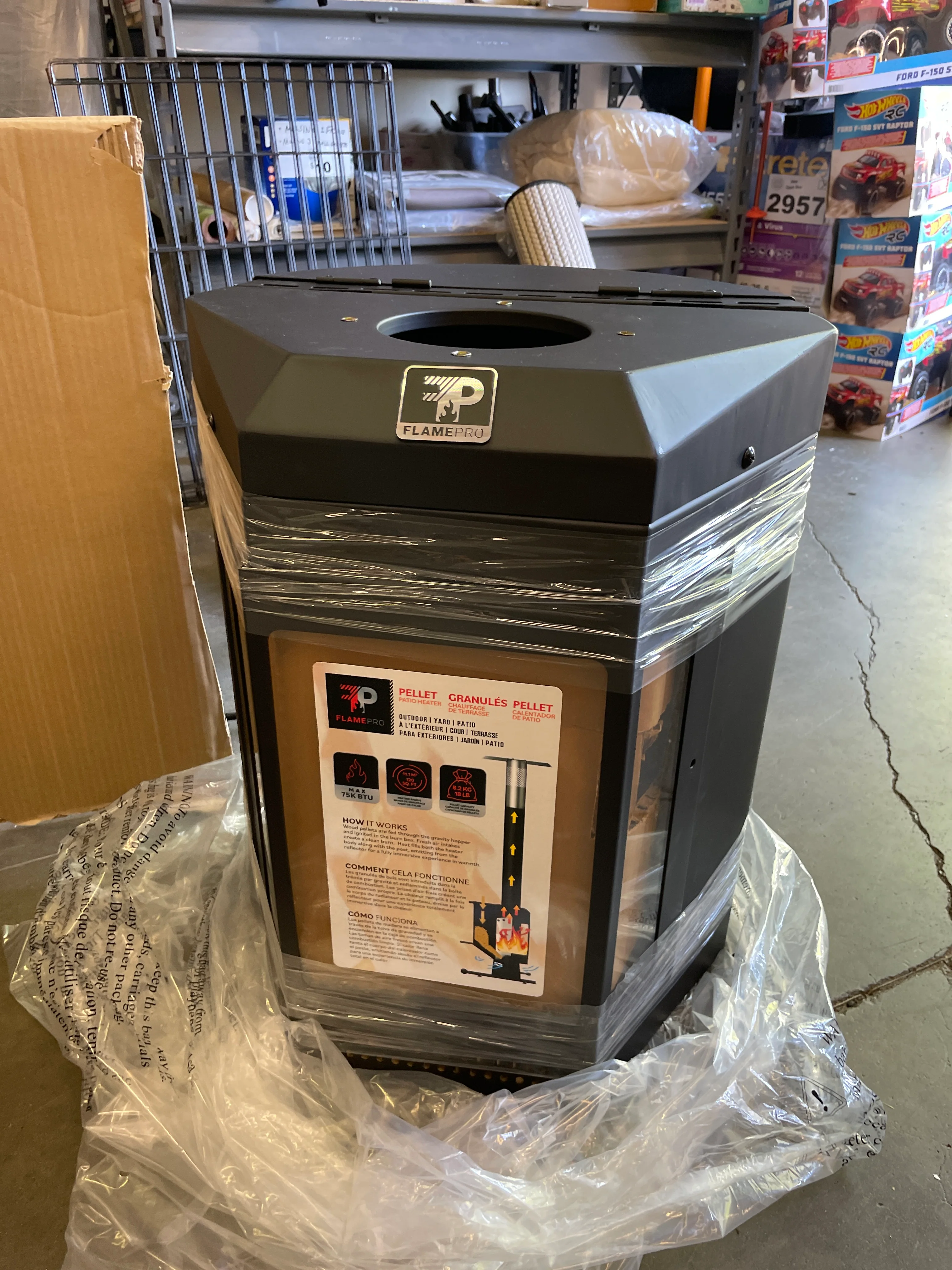 NEW - FlamePro 81in H Steel Patio Pellet Heater - Image 4