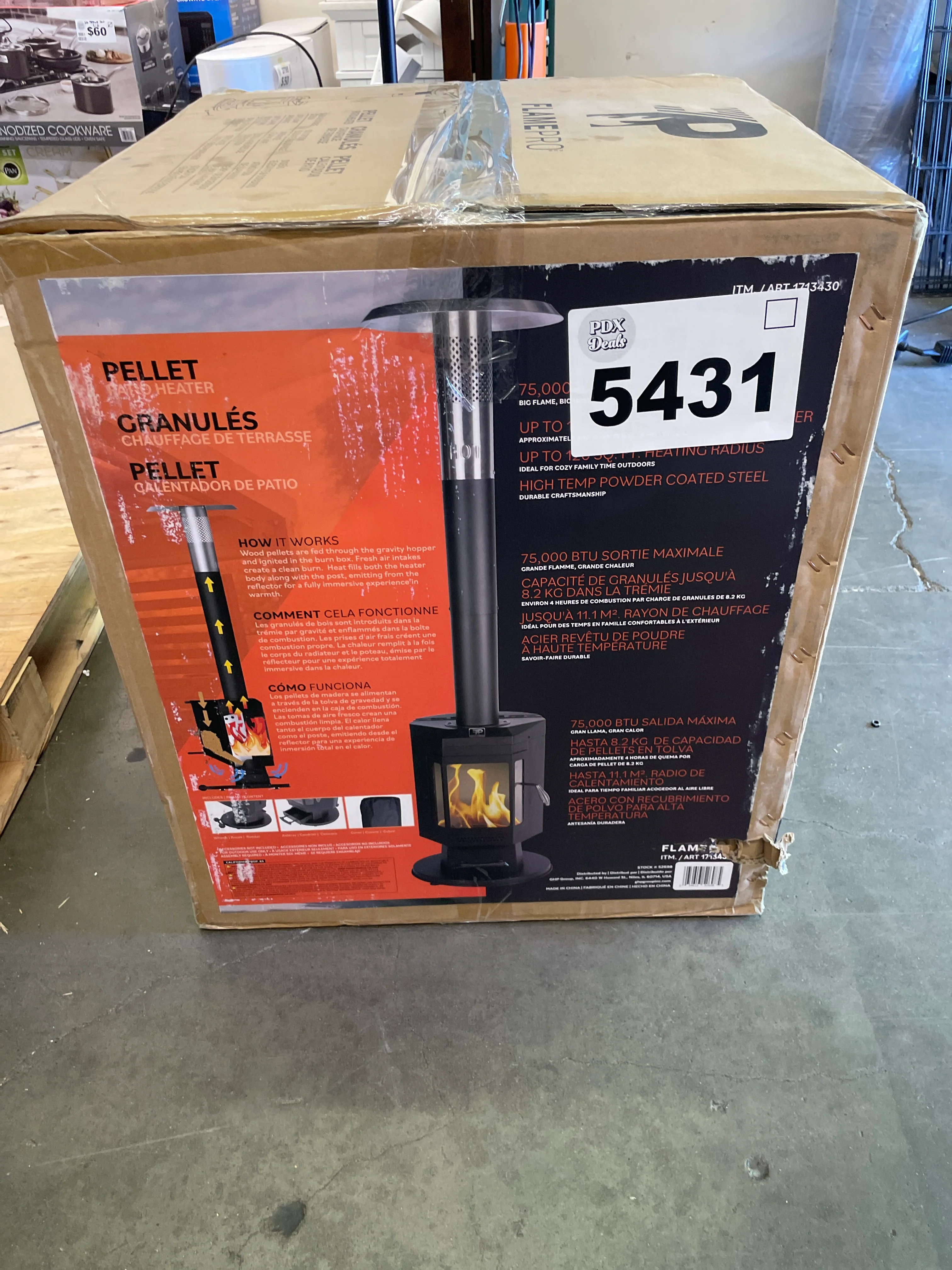 NEW - FlamePro 81in H Steel Patio Pellet Heater - Image 6