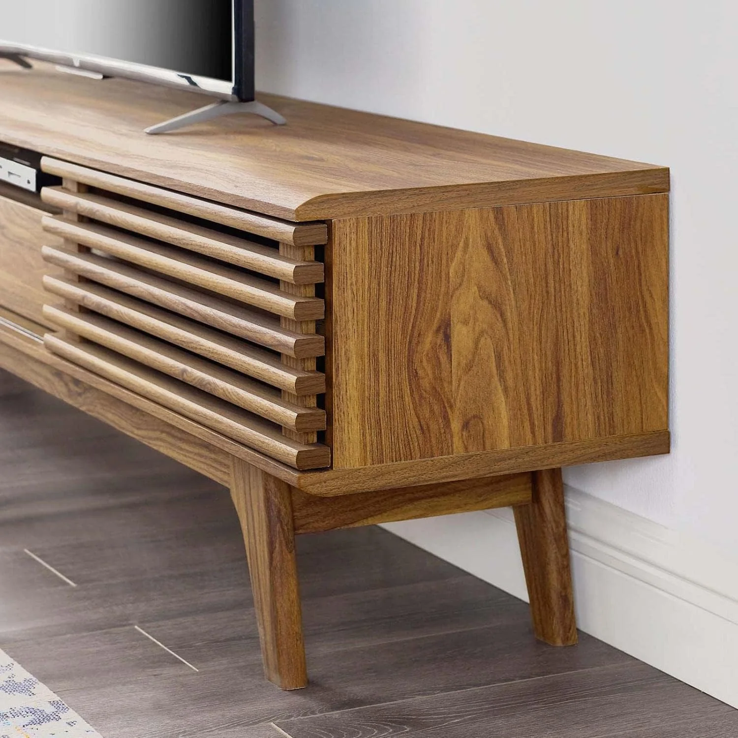 Modway Render 70" Mid-Century Modern Low Profile Entertainment TV Stand, 70 Inch, Walnut Walnut - Retail $221 - Image 3