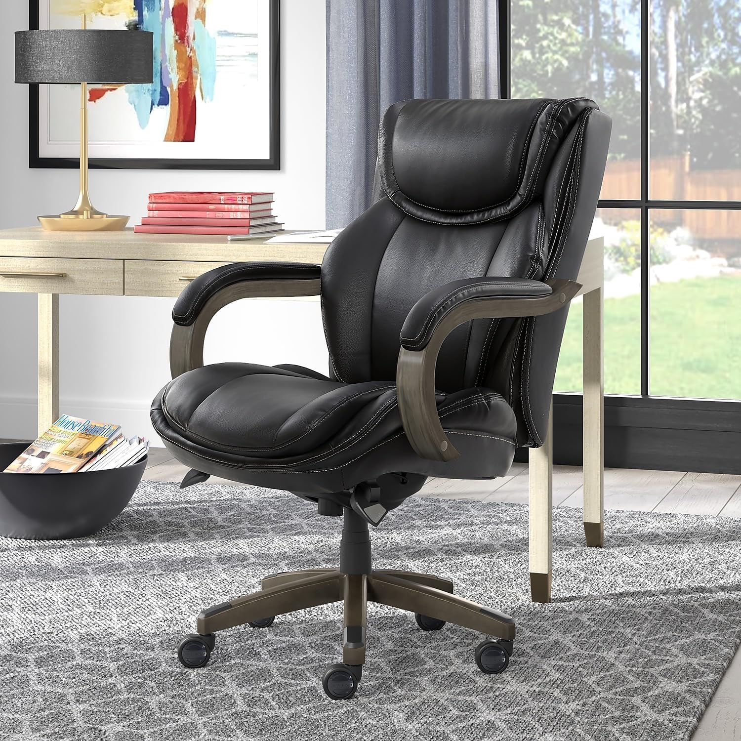 La-Z-Boy Harnett Ergonomic Faux Leather Swivel Executive Chair, Black (46253A) - Retail $379 - Image 2
