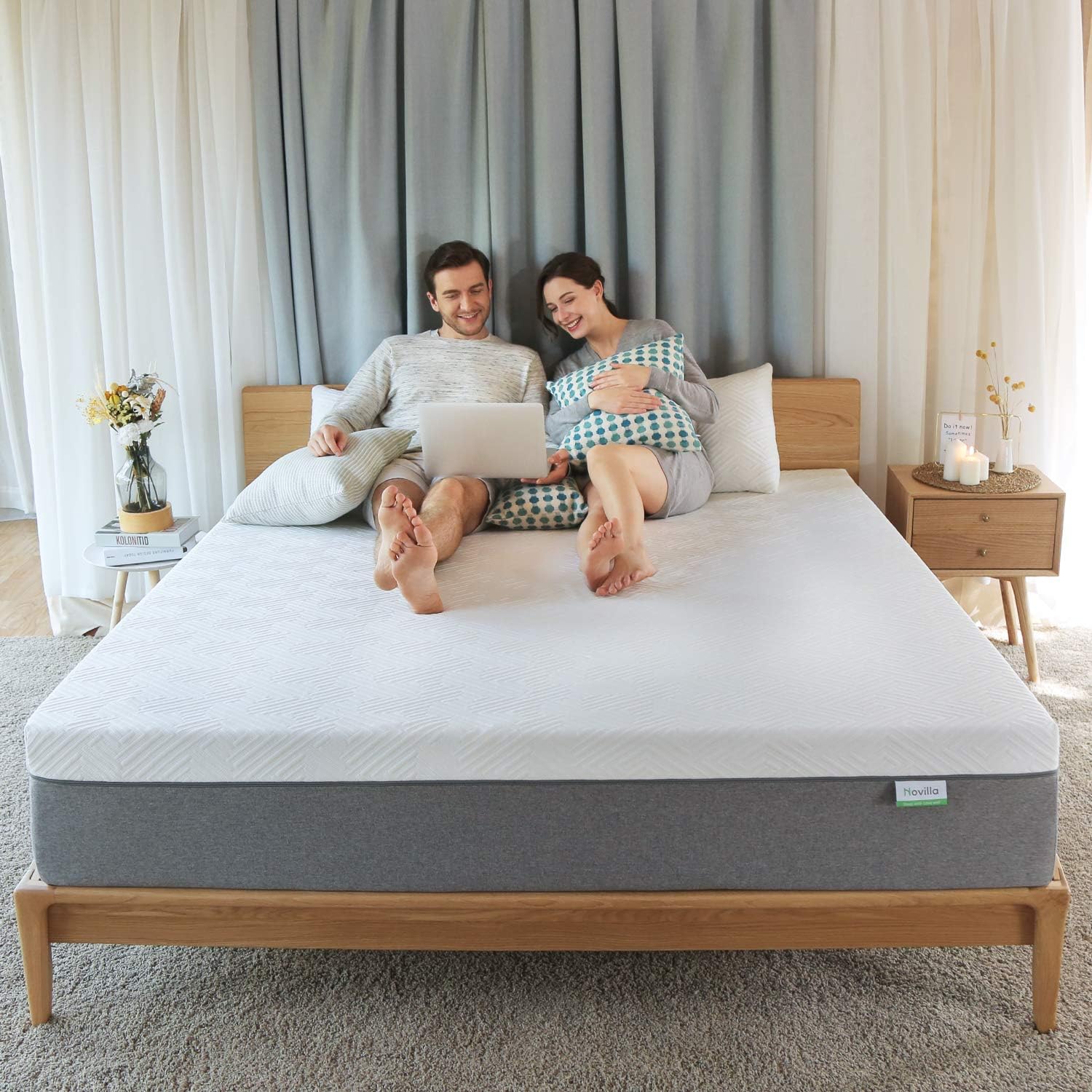 NEW - Novilla Queen Size Mattress, 12 Inch Gel Memory Foam Mattress for Cool Sleep & Pressure Relief, Medium Plush Feel with Motion Isolating, Bliss - Retail $345 - Image 4