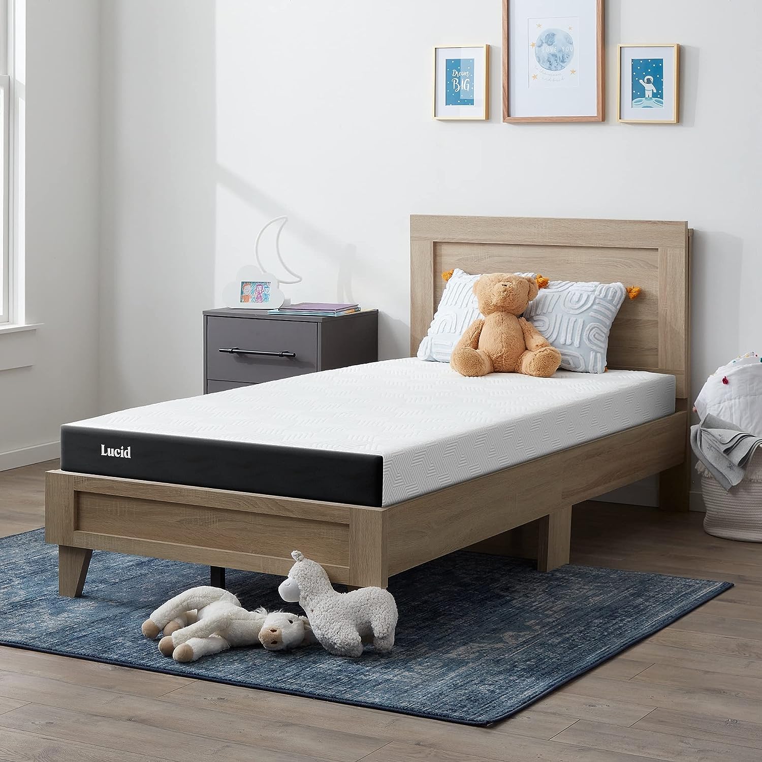 NEW - Lucid 5 Inch TWIN XL Firm Gel Memory Foam Mattress Gel Infusion - Hypoallergenic Bamboo Charcoal - Breathable Cover,White - Retail $118