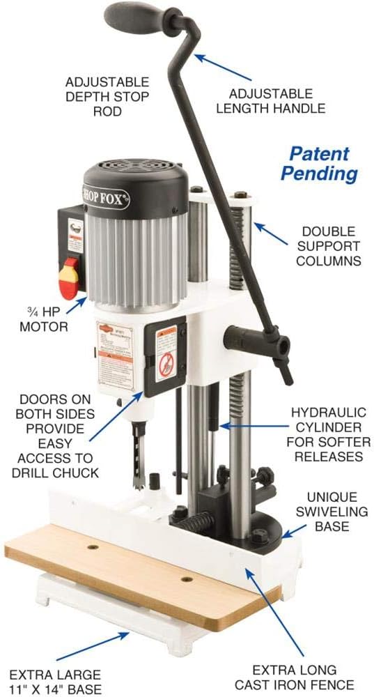 NEW - Shop Fox W1671 3/4 HP Heavy-duty Mortising Machine - Retail $530 - Image 2
