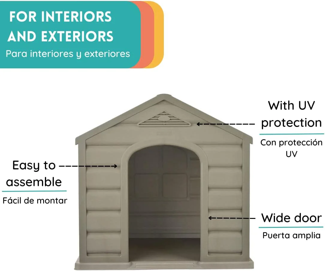 NEW w/ dmg: YO PIDO Dog Houses Made with Plastic UBQ, 35 x 35 x 36.2 in, for Medium and Small Pets, Made for Outdoors with UV Protection and Water Resistant, Moisture Resistant, Easy to Assemble, RED - Retail $145 - Image 4