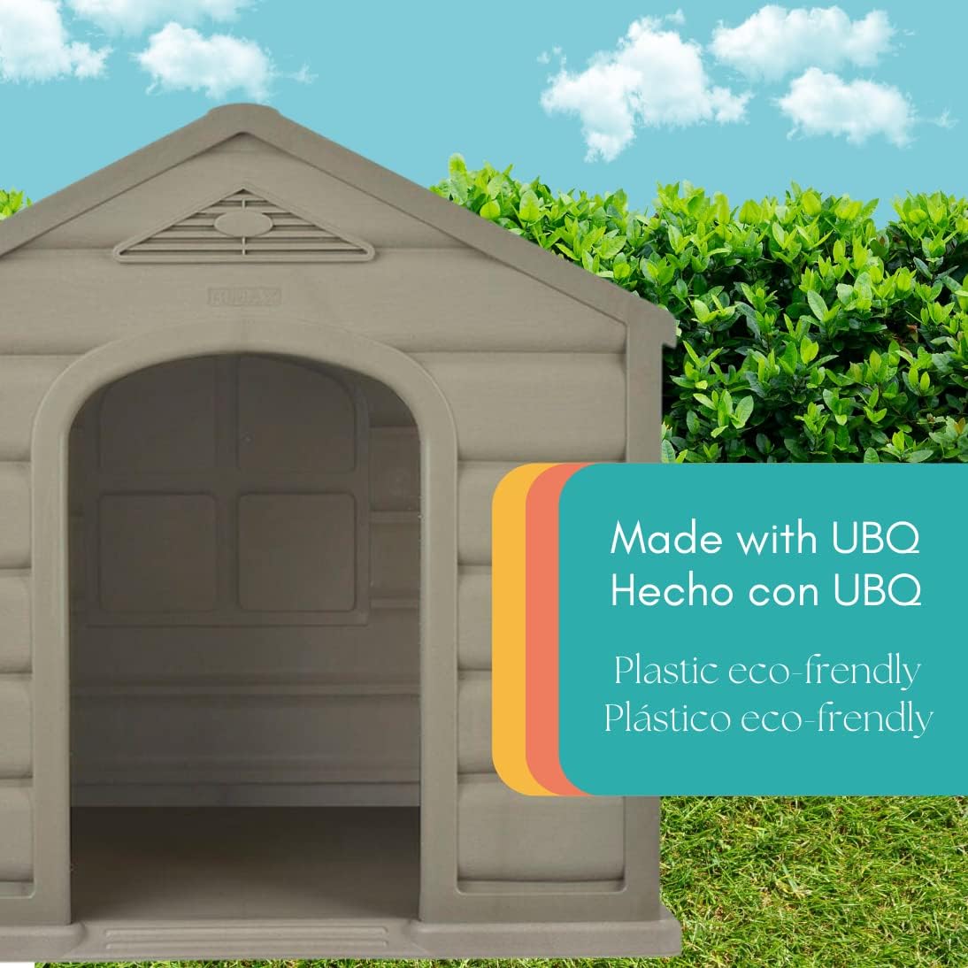 NEW w/ dmg: YO PIDO Dog Houses Made with Plastic UBQ, 35 x 35 x 36.2 in, for Medium and Small Pets, Made for Outdoors with UV Protection and Water Resistant, Moisture Resistant, Easy to Assemble, RED - Retail $145 - Image 5