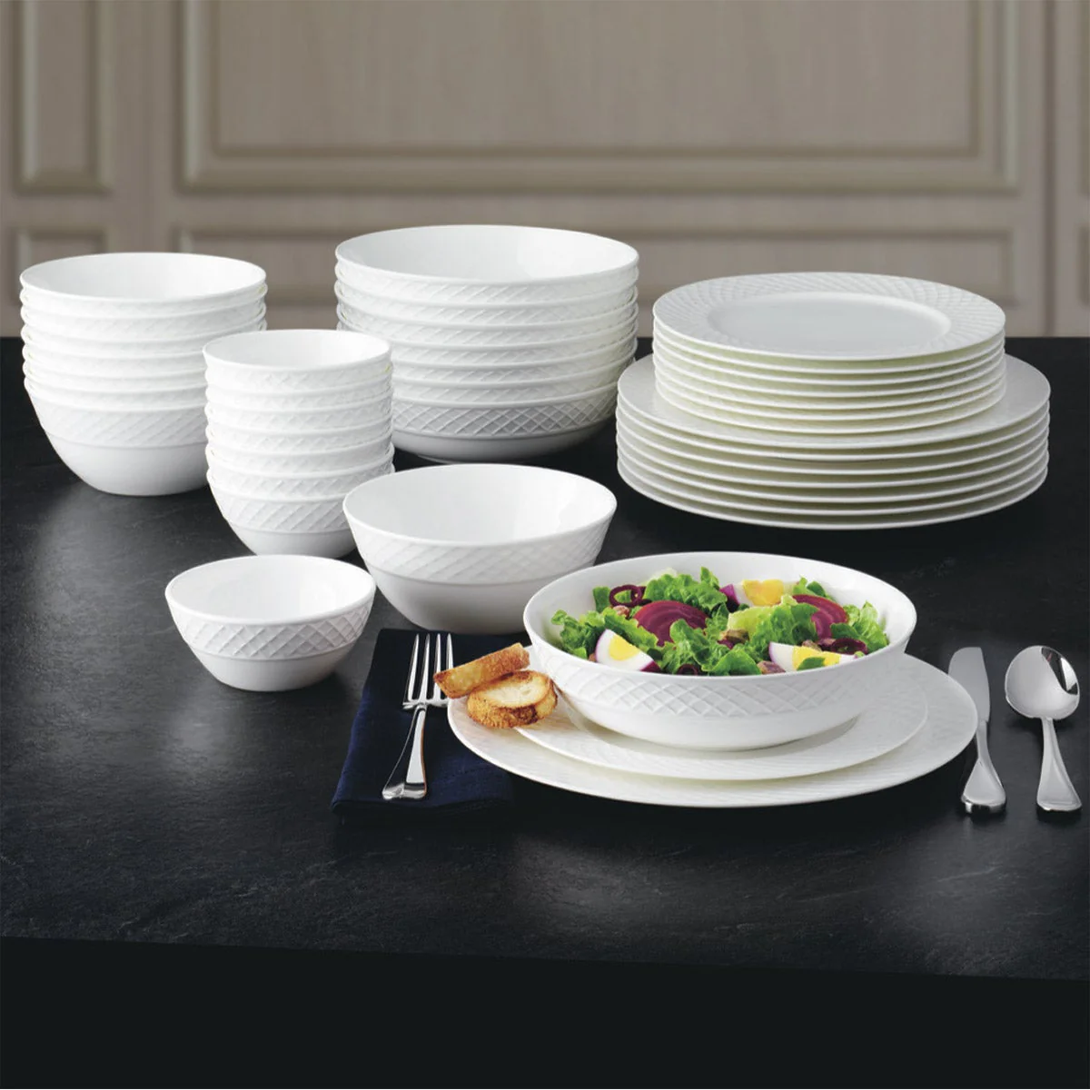 Mikasa Trellis Bone China 40-Piece Dinnerware Set - Image 2