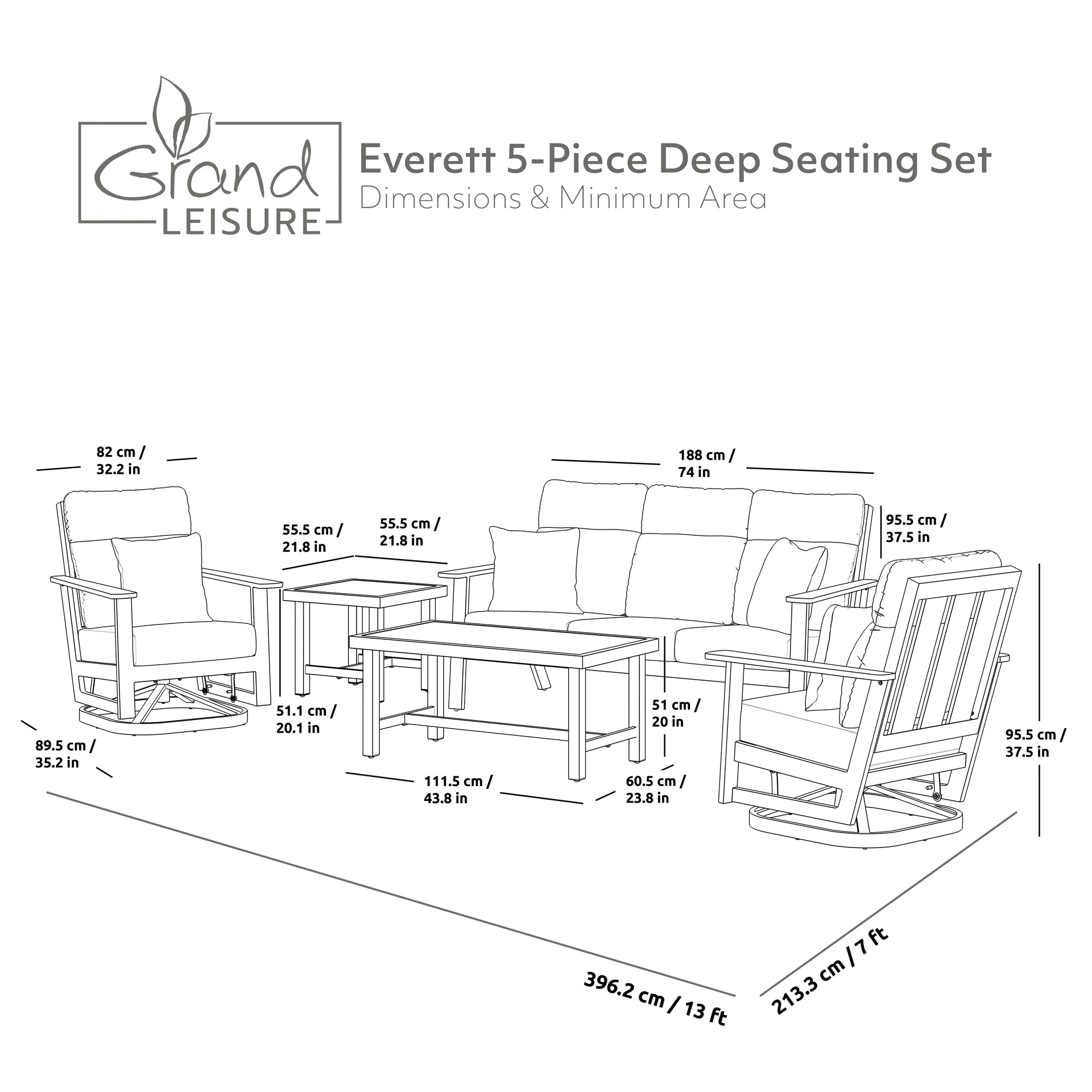NEW in Box - Costco - Grand Leisure Everett 5-piece Deep Seating Set - Retail $1999 - Image 5