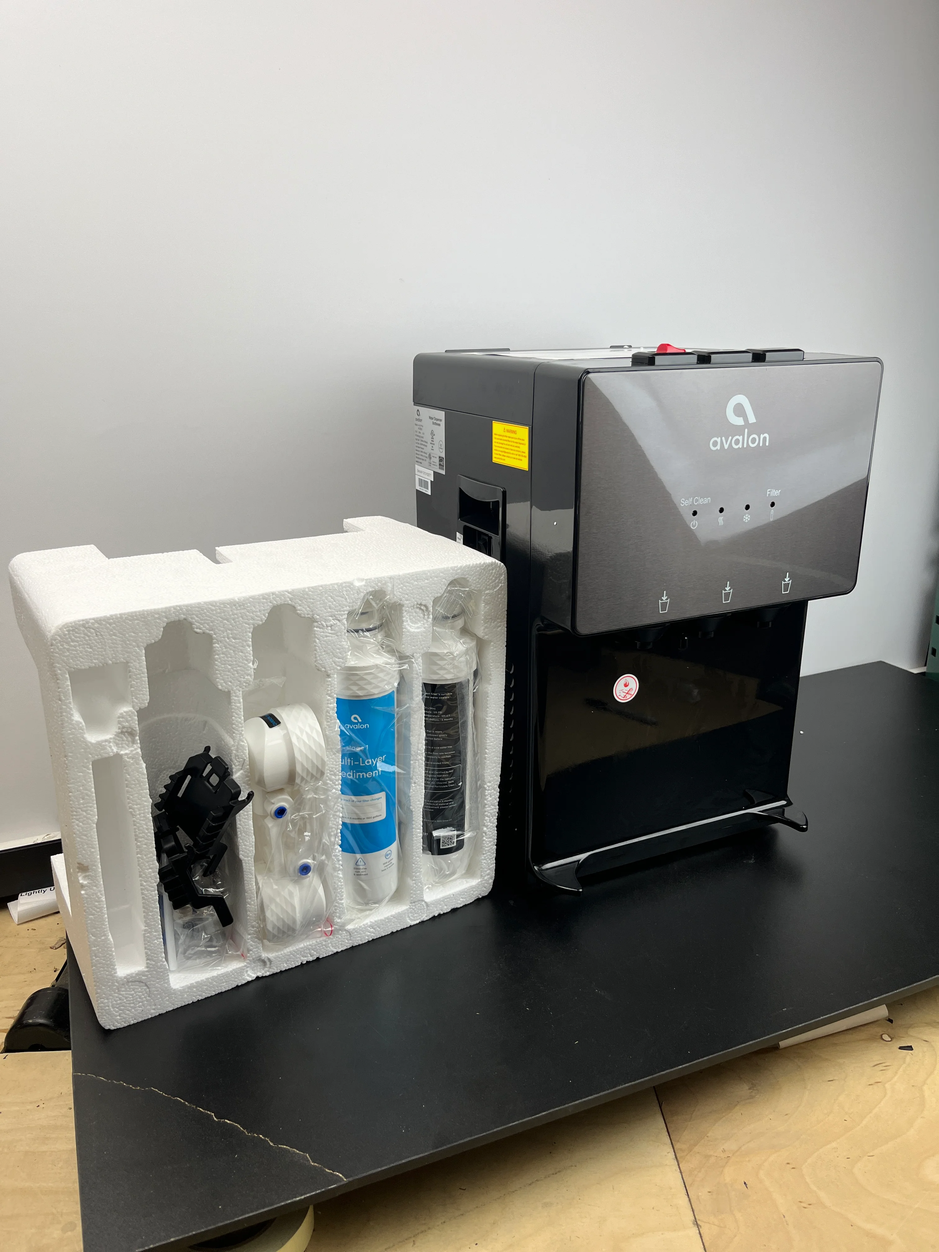 NEW - Avalon A12BLK Countertop Bottleless Water Dispenser with Hot Cold and Cool Water Dual Filtration Self Cleaning and Built-in Nightlight in Black Stainless Steel - Retail $289 - Image 3