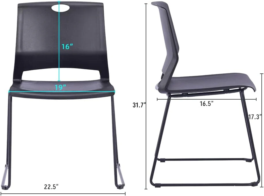 NEW - Sidanli Stacking Chairs (Set of 4) Stackable Waiting Room Chairs Conference Room Chairs-Black  - Retail $299 - Image 2