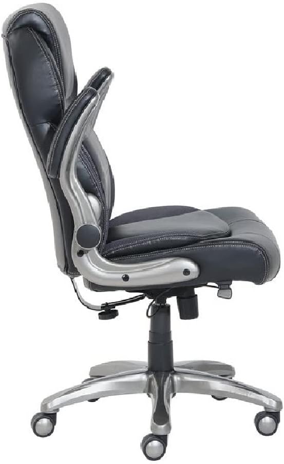 NEW - Amazon Basics Ergonomic High-Back Bonded Leather Executive Chair with Flip-Up Arms and Lumbar Support, Black (Previously Amazon Commercial brand) - Retail $189 - Image 3