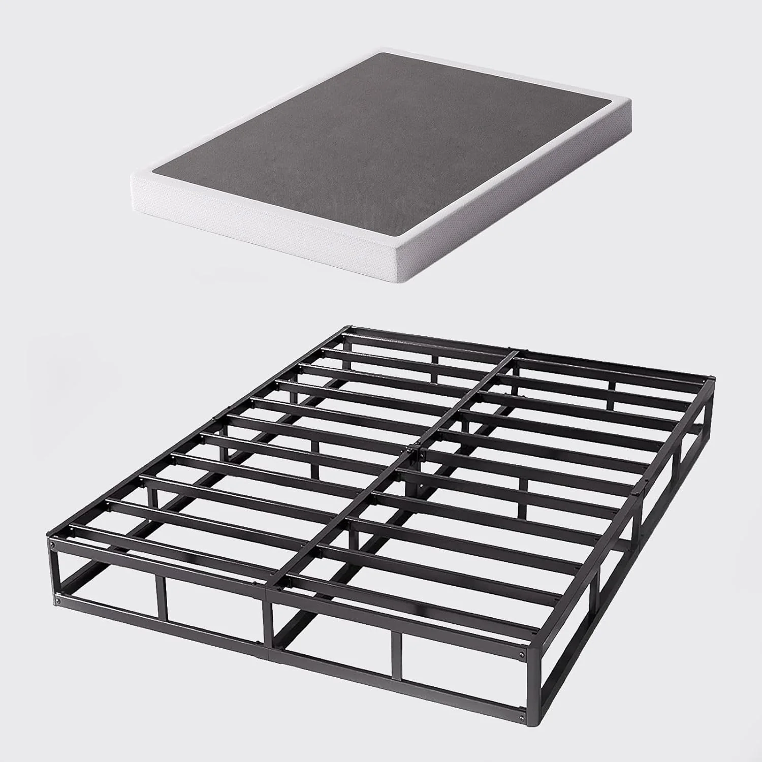 NEW - Bedsnus Queen Size Box Spring and Cover Set, 5 Inch Low Profile Metal BoxSpring, Heavy Duty Structure Mattress Foundation, Noise Free, Non-Slip, Easy Assembly - Retail $113 - Image 2