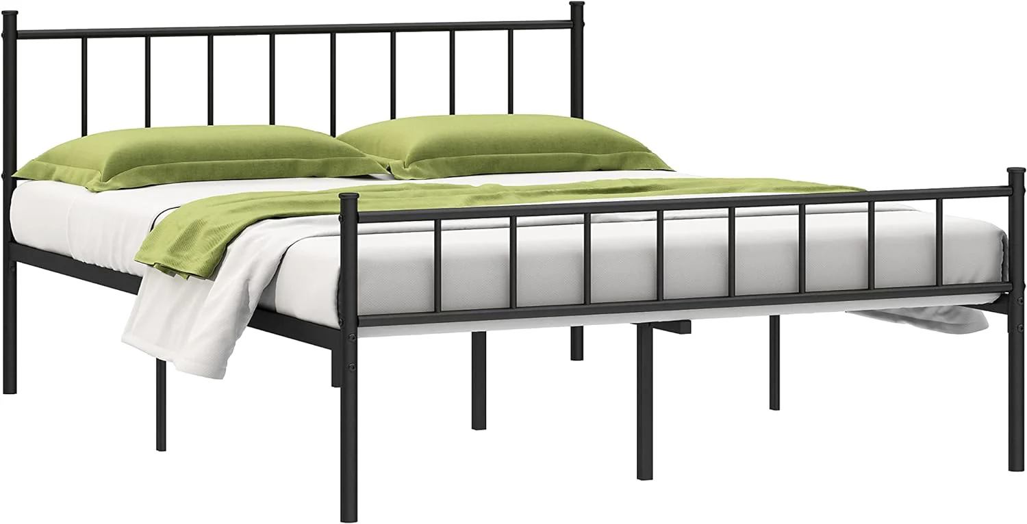 NEW - HLIPHA Queen Size Metal Platform Bed Frame with Heavy Duty Steel Slat Support,14 in Height Easy Assembly Mattress Foundation,No Box Spring Needed,Black - Retail $79 - Image 3