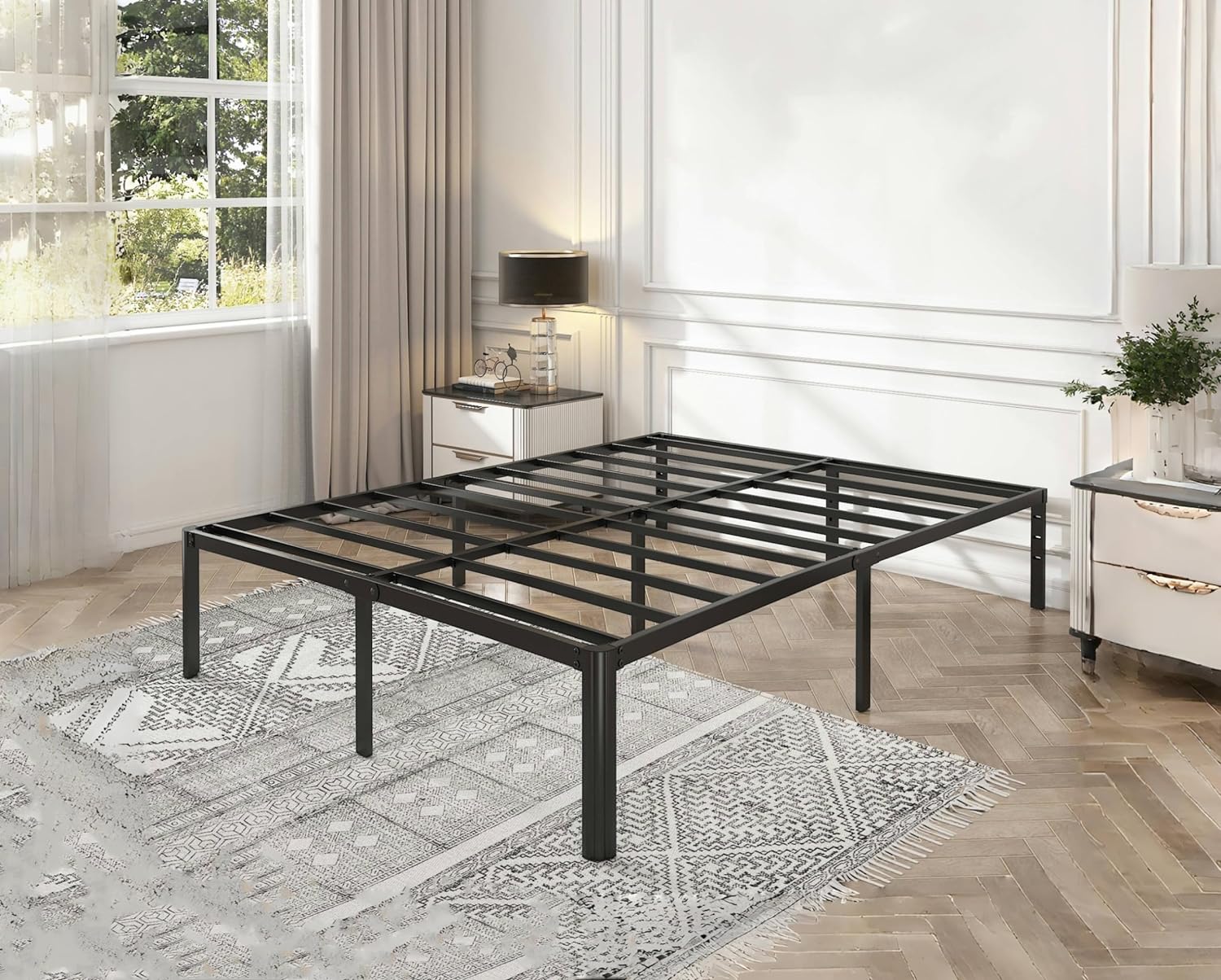 Vehowy Full Size Bed Frame,18 Inch Heavy Duty Platform Bed Frame with Round Corner Edge Legs/No Box Spring Needed/Noise Free/Steel Slat Support/Easy Assembly - Retail $69 - Image 3