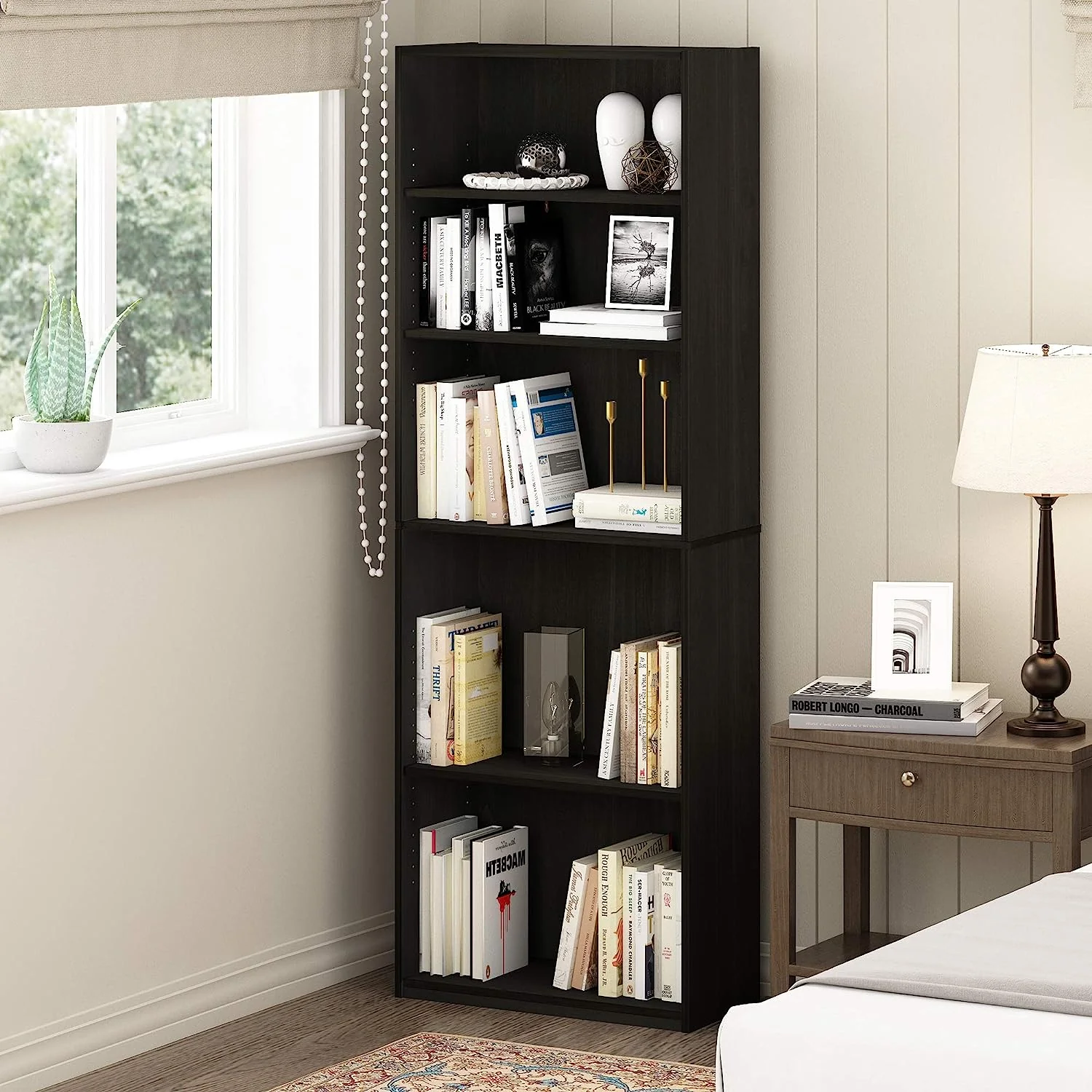 NEW - FURINNO JAYA Simply Home 5-Shelf Bookcase, 5-Tier, Espresso - Retail $58 - Image 2