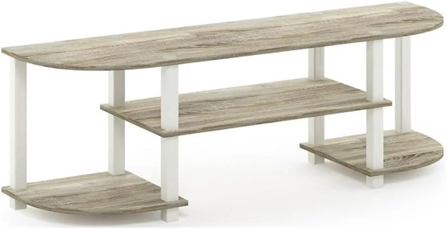 NEW - Furinno Turn-S-Tube Wide TV Entertainment Center, Sonoma Oak/White, 47. 25x13. 4x15. 9 - Retail $45