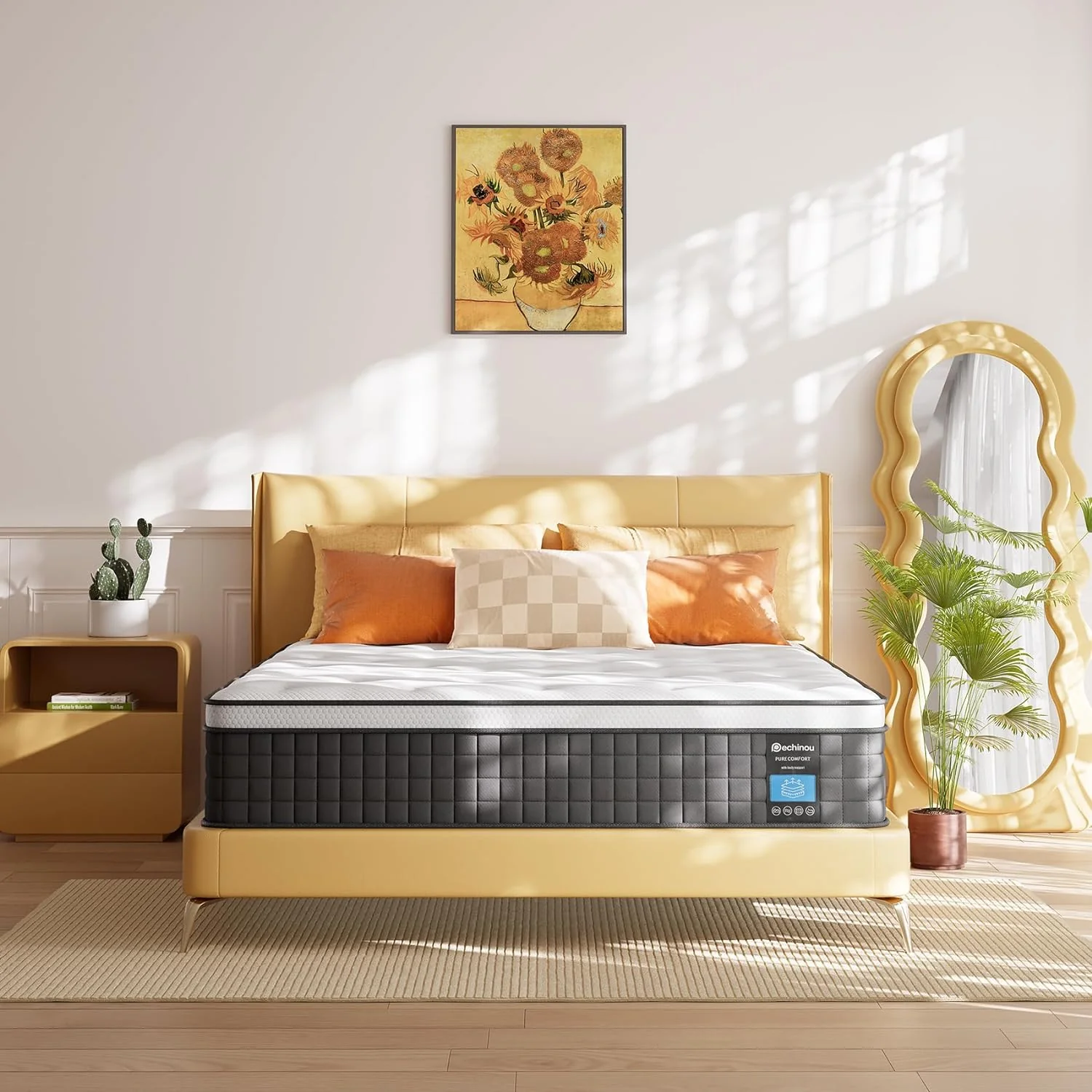 NEW - PECHINOU Queen Size Mattress, 10 Inch Hybrid Mattress in a Box with Gel Memory Foam, Back Pain Relief & Cooling, Medium Firm Support, Queen Size Mattress, CertiPUR-US - Retail $195 - Image 2
