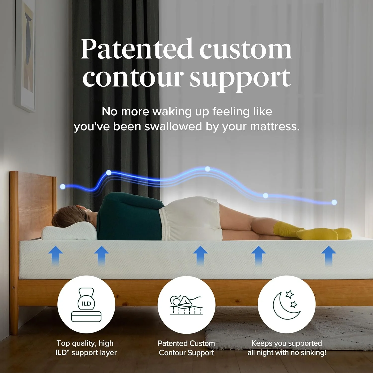 NEW - Zinus Narrow Twin 6 Inch Green Tea Memory Foam Mattress [New Version], Fiberglass Free, Medium Firm Feel, Zoned Pressure Relief, Certified Safe Foams & Fabric, Bed-in-A-Box, Narrow Twin - Retail $95 - Image 4