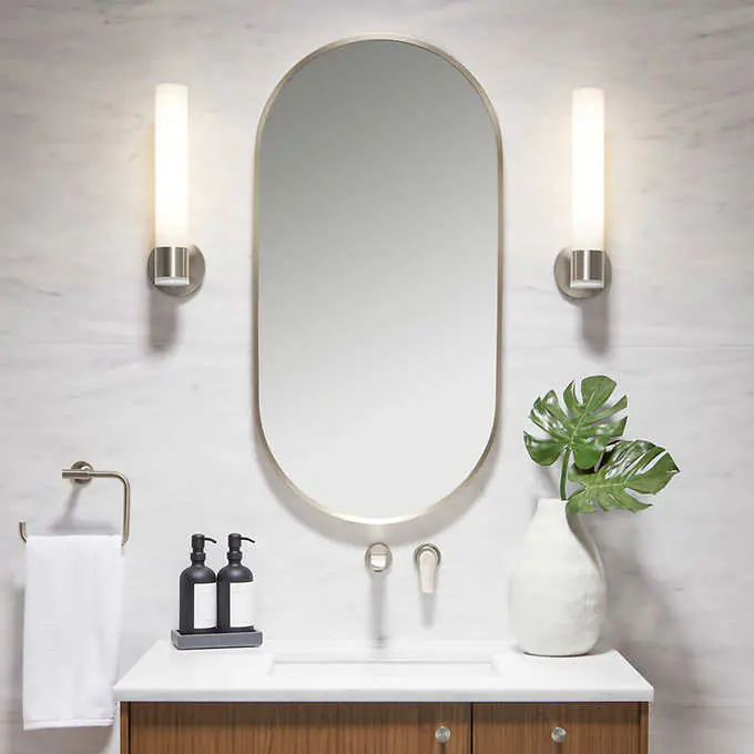 NEW - Kohler Orime 20in x 40in Capsule Framed Mirror, Brushed Nickel - Image 2