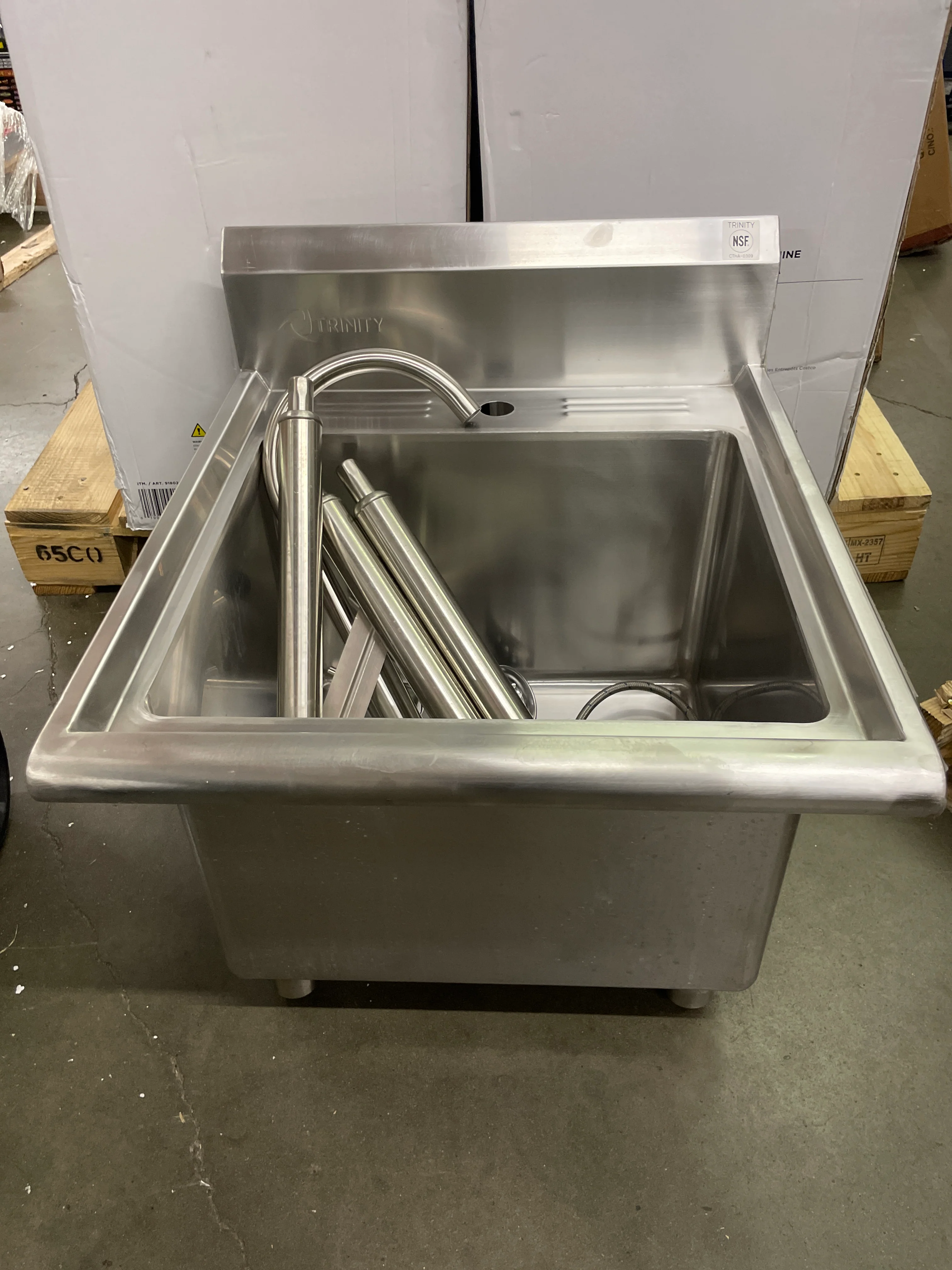 TRINITY Stainless Steel Utility Sink with Faucet - Retail $289 - Image 7