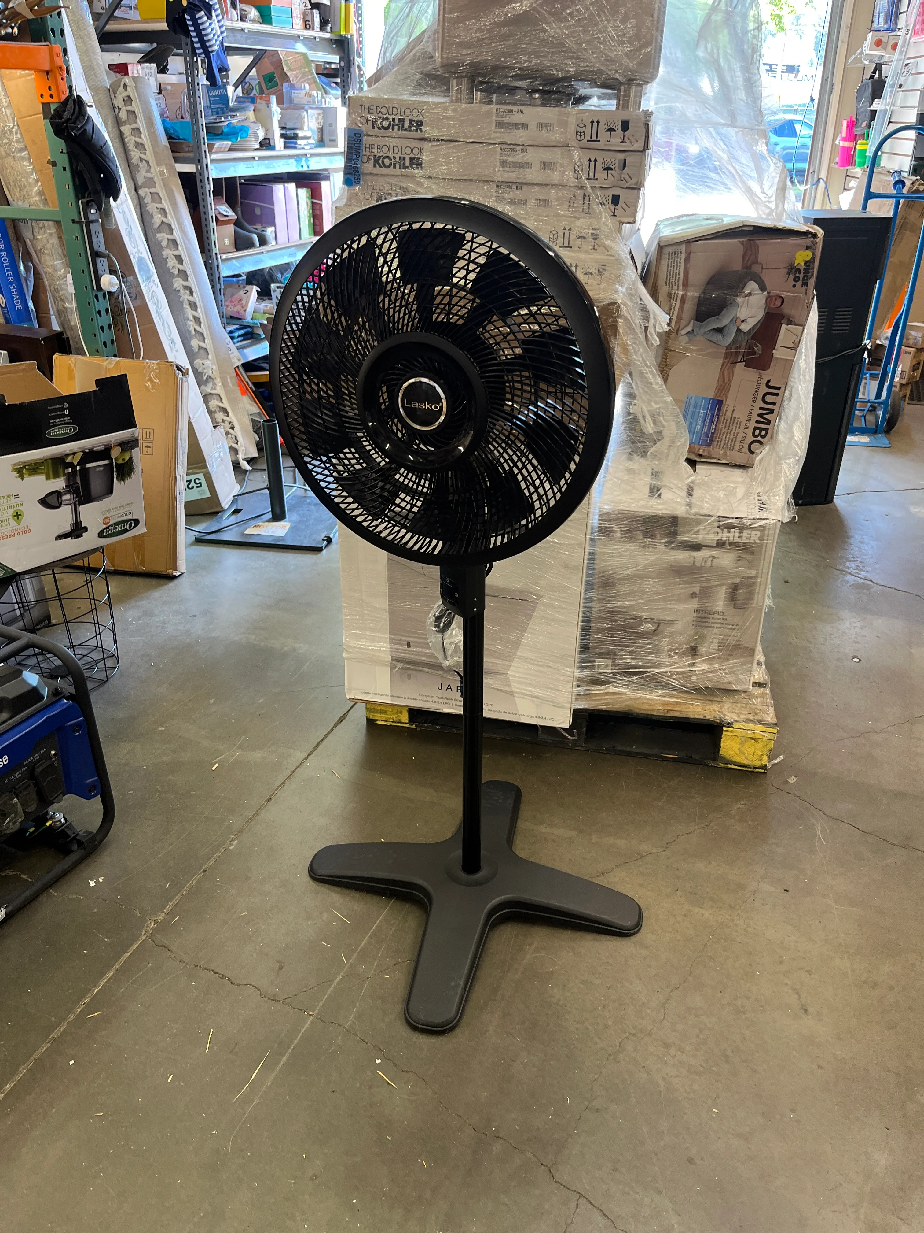 Lasko Oscillating Cyclone Pedestal Fan, Adjustable Height, Timer, Remote Control, 3 Speeds, for Bedroom, Living Room, Home Office, 18in, Black - Retail $44 - Image 3