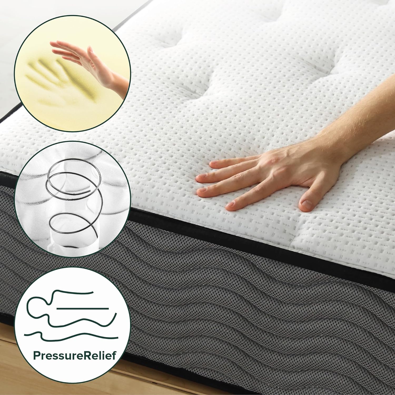 NEW - Zinus 10 Inch KING True Support Hybrid Mattress [New Version], King, Fiberglass Free, Medium Feel, Motion Isolation, Certified Safe Foams & Fabric, Mattress in A Box - Retail $260 - Image 2