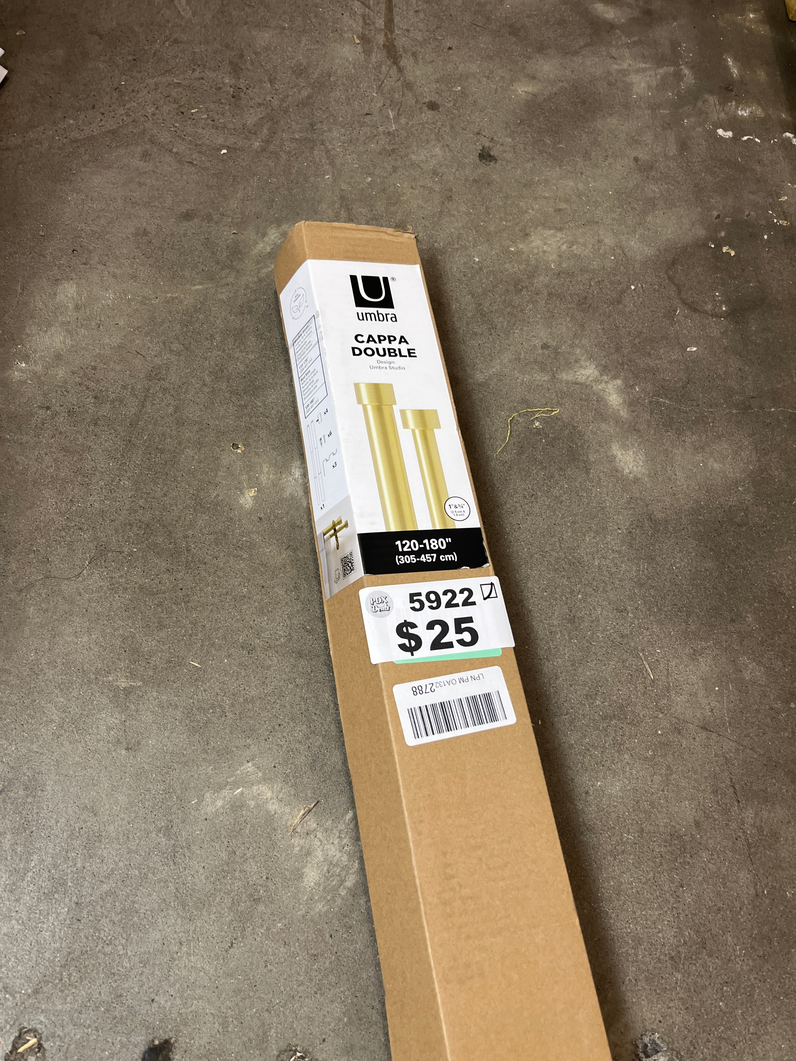 Umbra Cappa Double Curtain Rod (120-180-Inch, Brass) - Retail $45 - Image 6