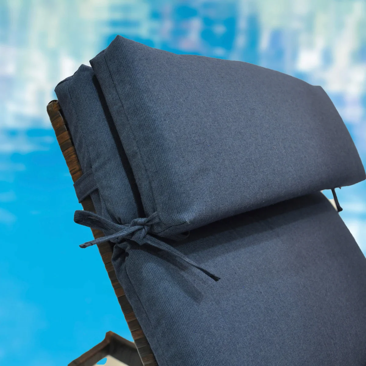 NEW - Peak Season Blue Outdoor Chaise Cushion, 2-pack - Image 2