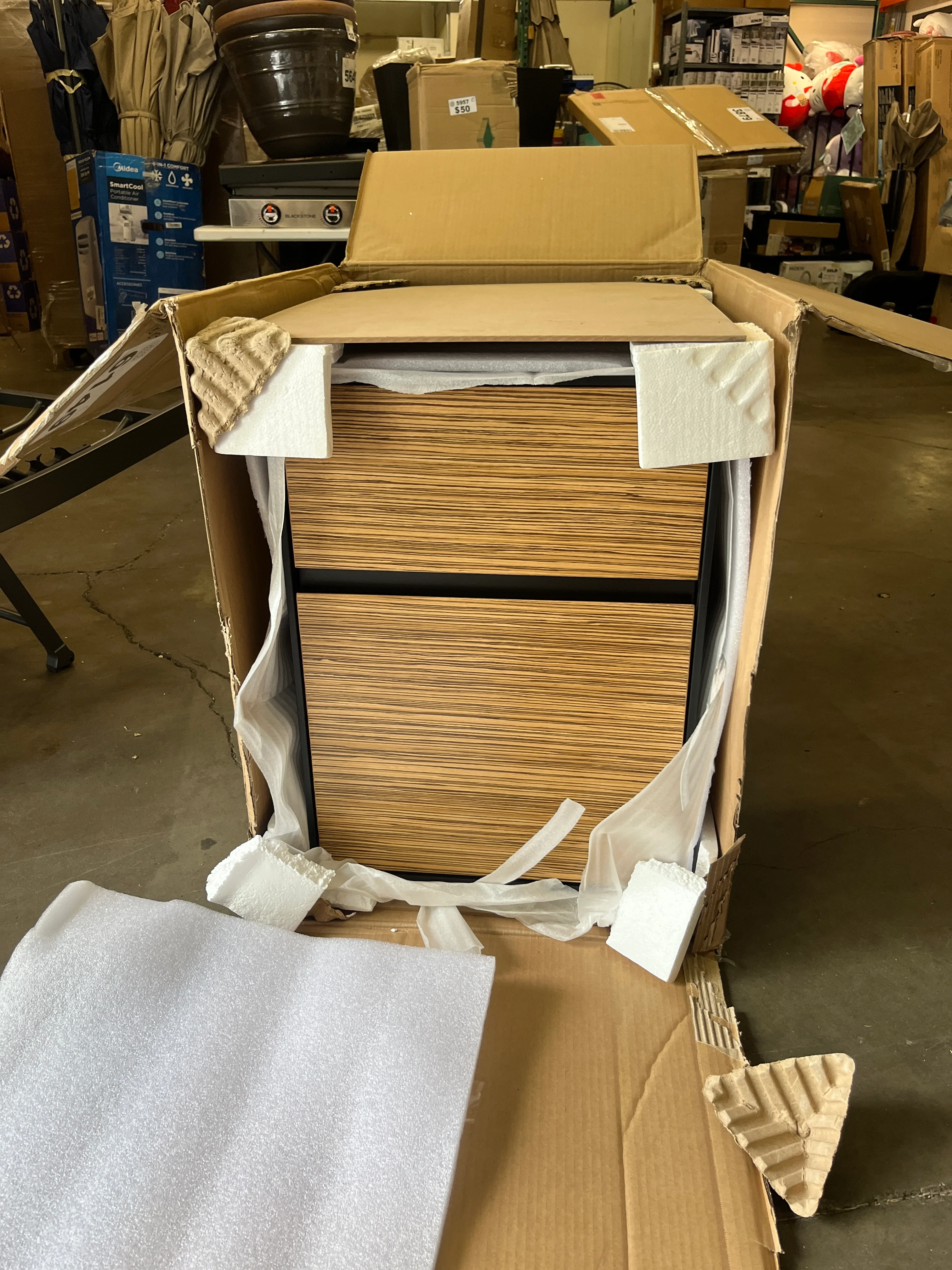 NEW - Unique Furniture 430 2 Drawer Mobile Pedestal Home Office File Cabinet, Zebrano - Retail $129 - Image 2