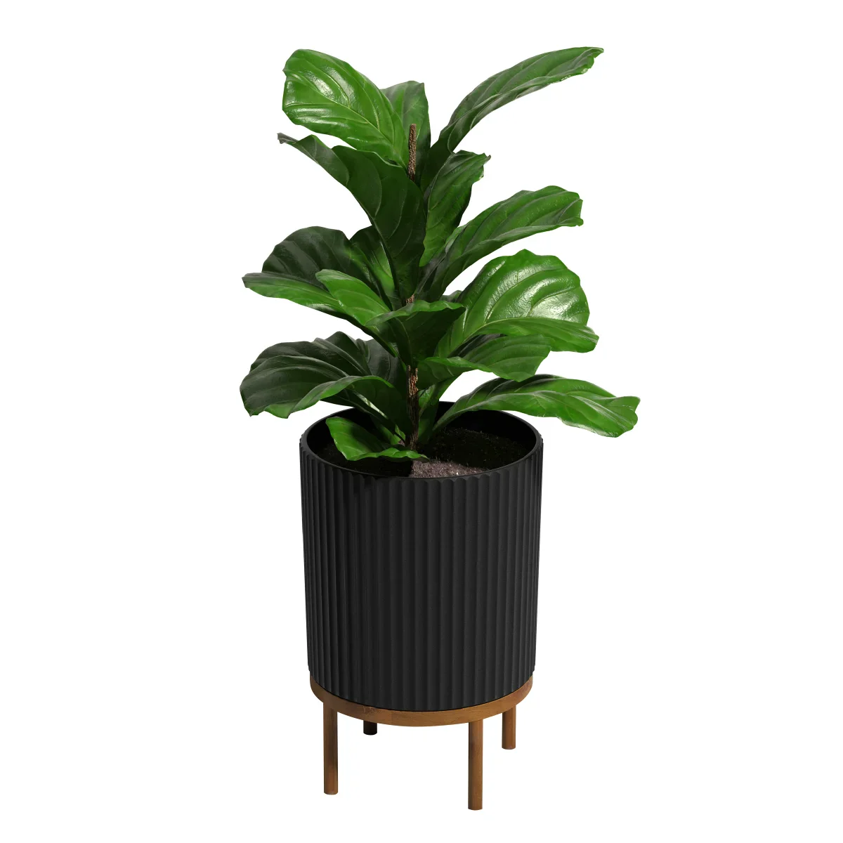 NEW - 21.5” Capri Planter Black with Wood Stand by Veradek, 2-pack - Retail $99 - Image 2