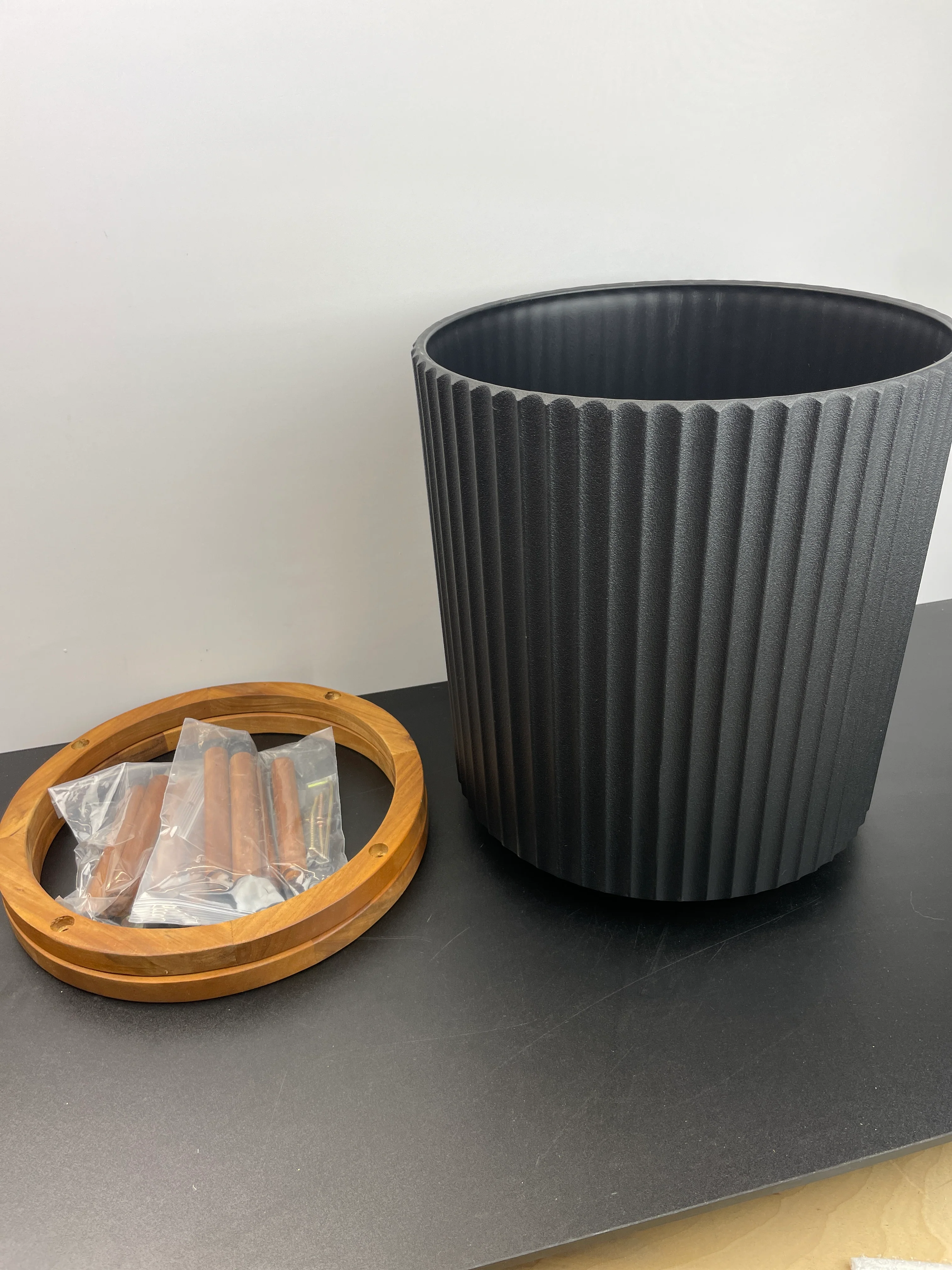 NEW - 21.5” Capri Planter Black with Wood Stand by Veradek, 2-pack - Retail $99 - Image 4