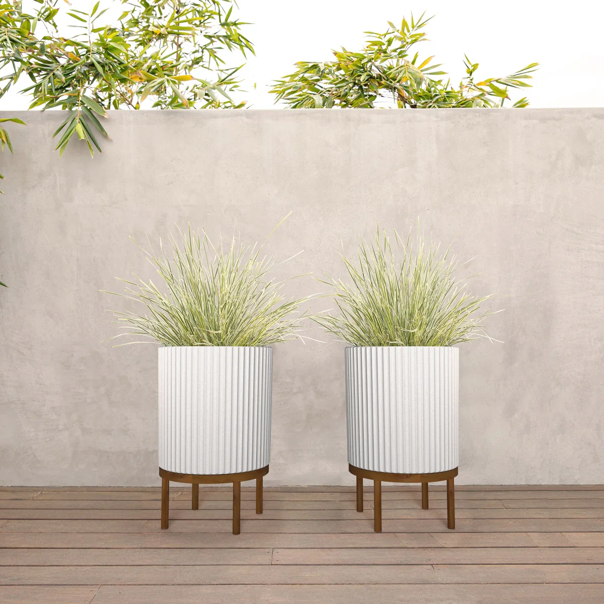 Capri Planter with Wood Stand by Veradek, 2-pack 21.5in