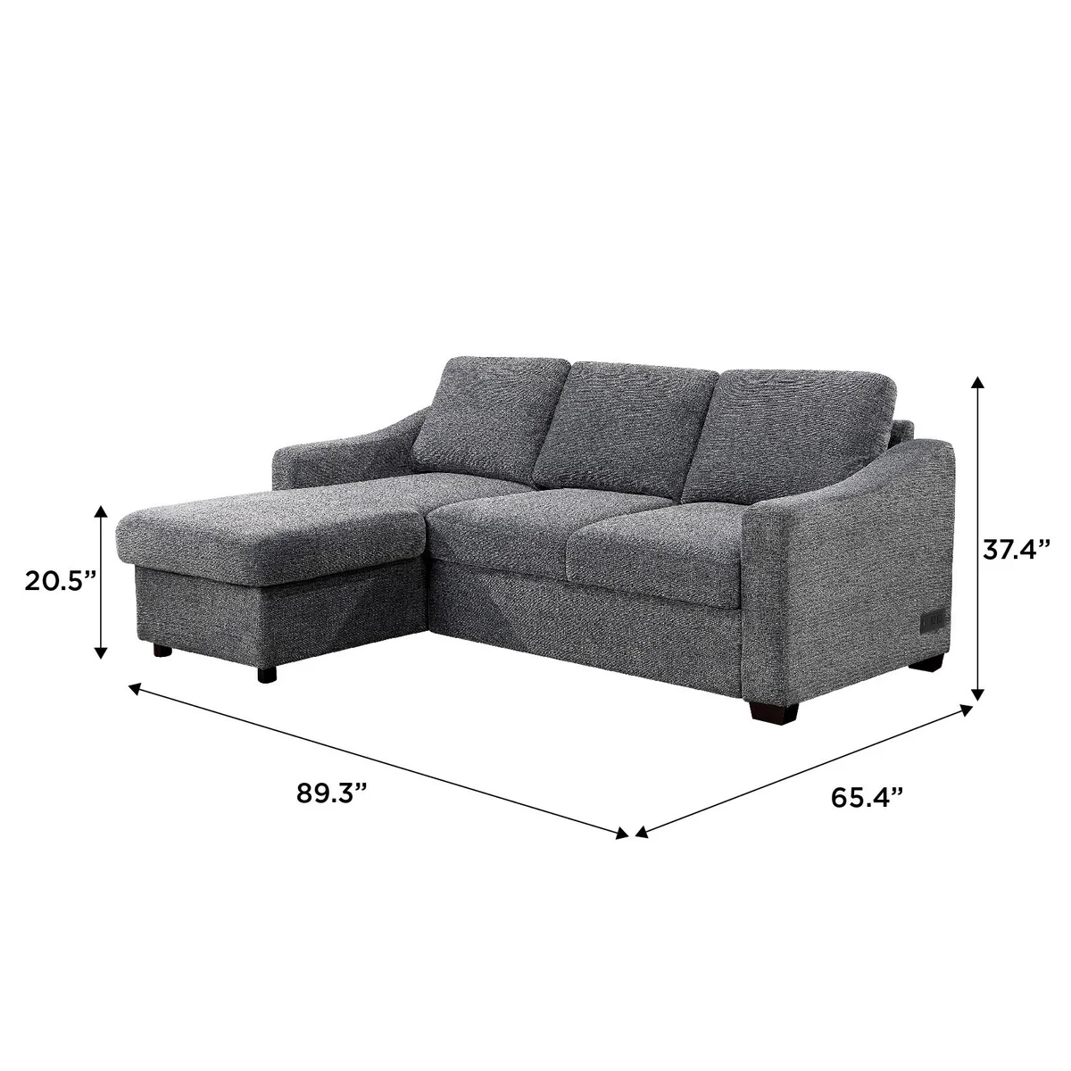 Coddle Aria Fabric Sleeper Sofa with Reversible Chaise - Image 3