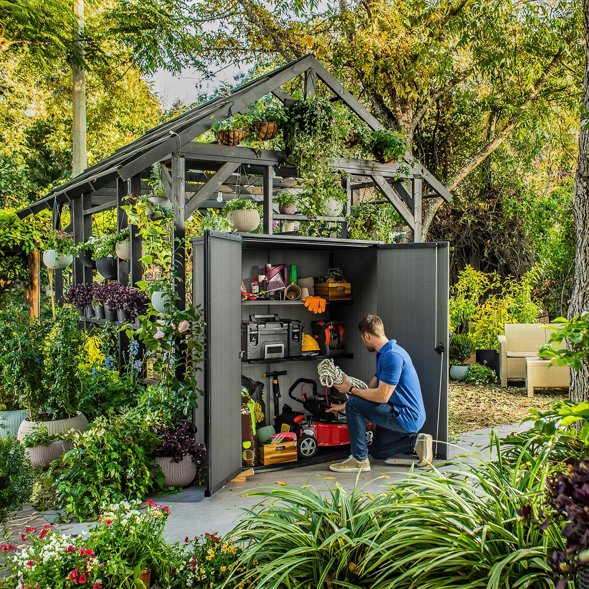 NEW - Keter Cortina Alto Premium Modern Vertical Outdoor Storage Shed - Retail $359 - Image 3