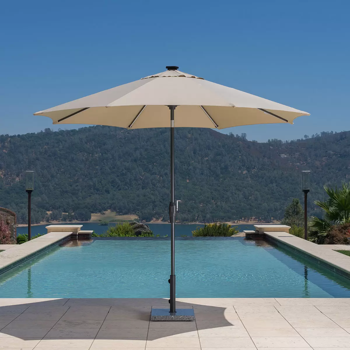 NEW - SunVilla Beige 10ft LED Aluminum Round Market Umbrella - Retail $164 - Image 2