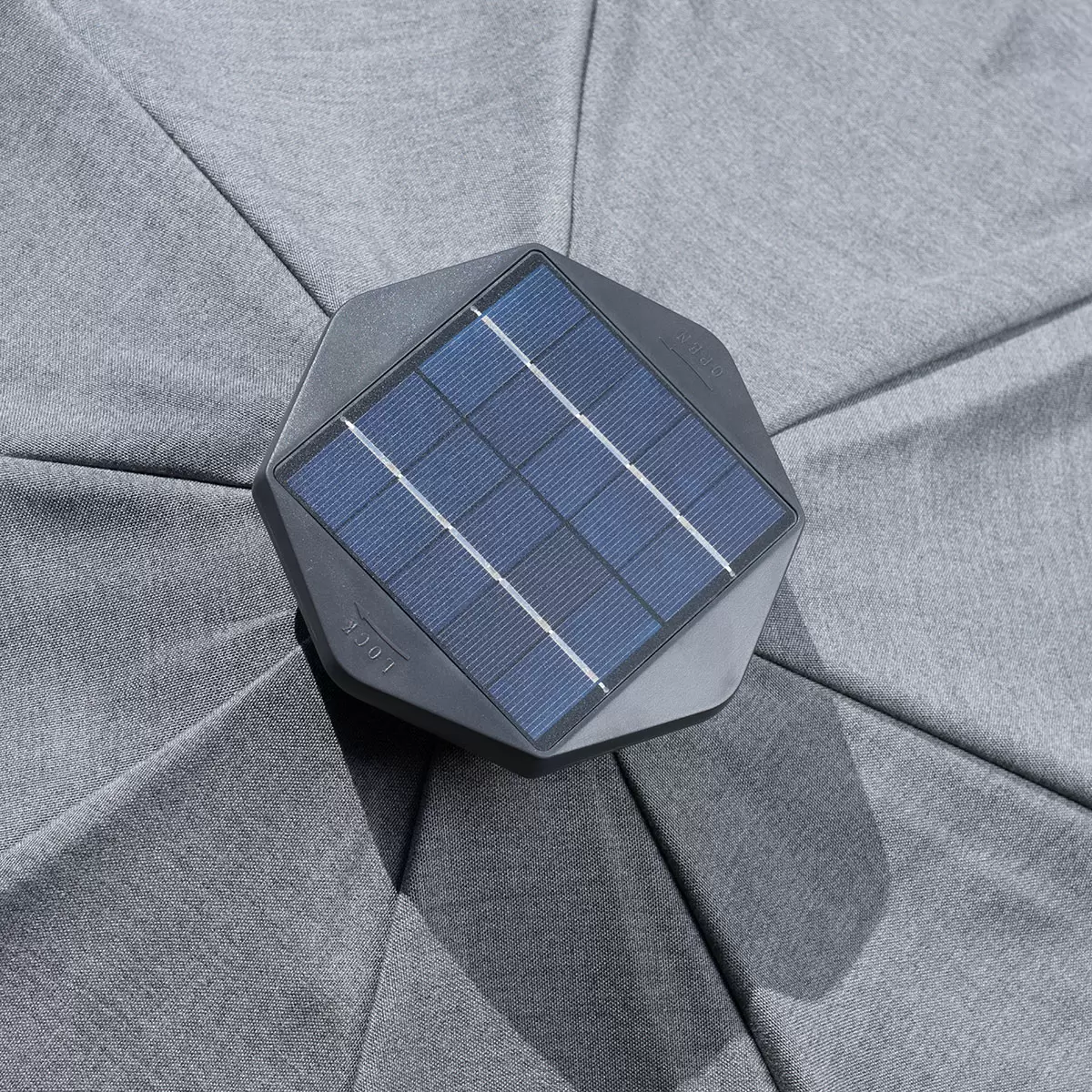 NEW - SunVilla Grey 10ft LED Aluminum Round Market Umbrella - Image 3