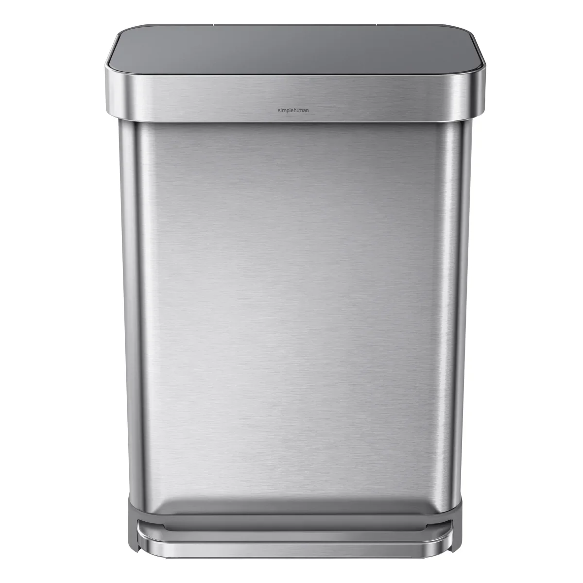 NEW - Simplehuman 55L Rectangular Step Can with Plastic Lid - Image 2