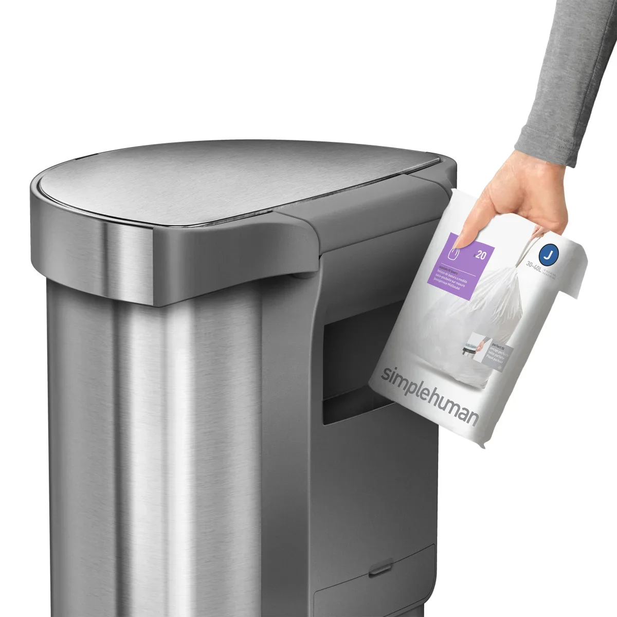 NEW - simplehuman 45L Semi Round Sensor Can and 4.5L Step Can with Odorsorb - Retail $99 - Image 2