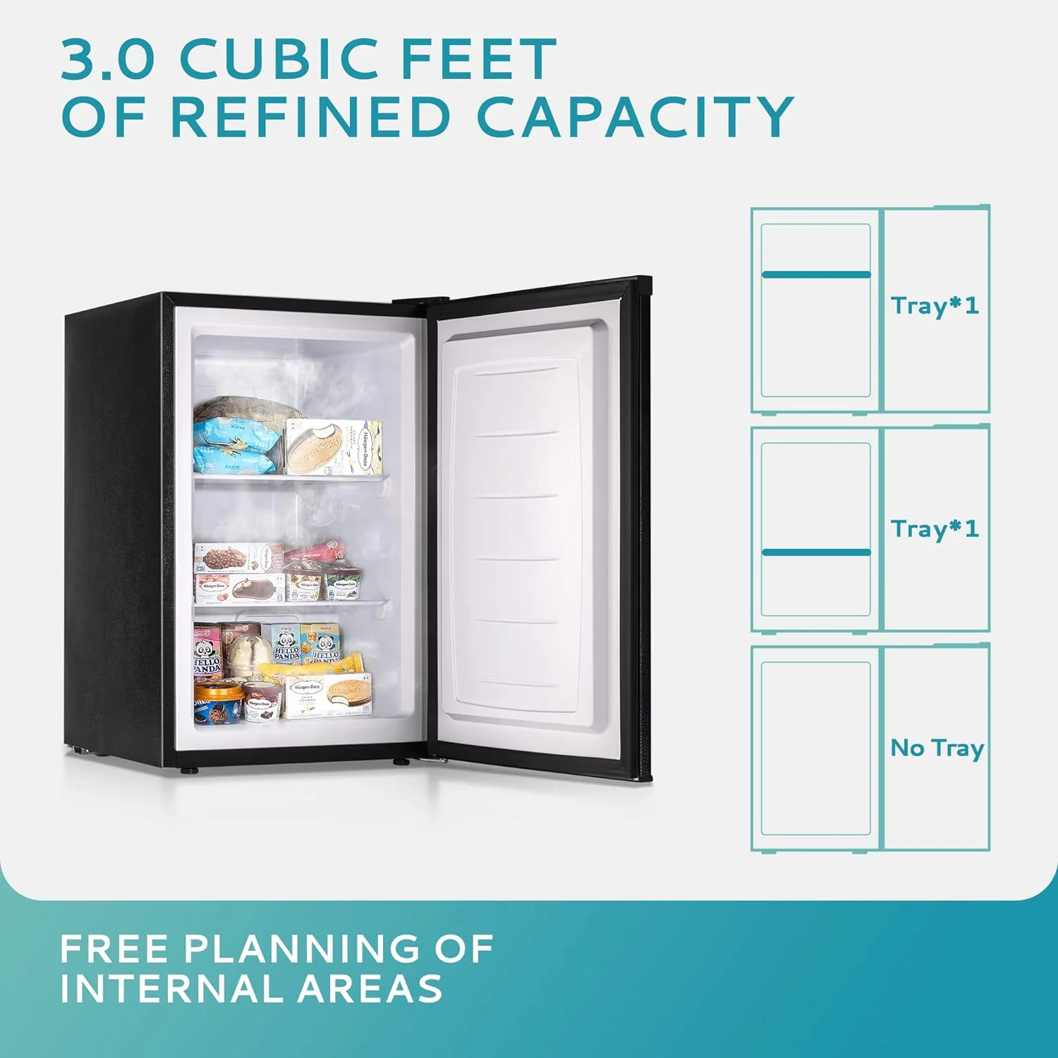 Euhomy Upright freezer, 3.0 Cubic Feet, Single Door Compact Mini Freezer with Reversible Door, Small freezer for Home/Dorms/Apartment/Office (Black) - Retail $219 - Image 2