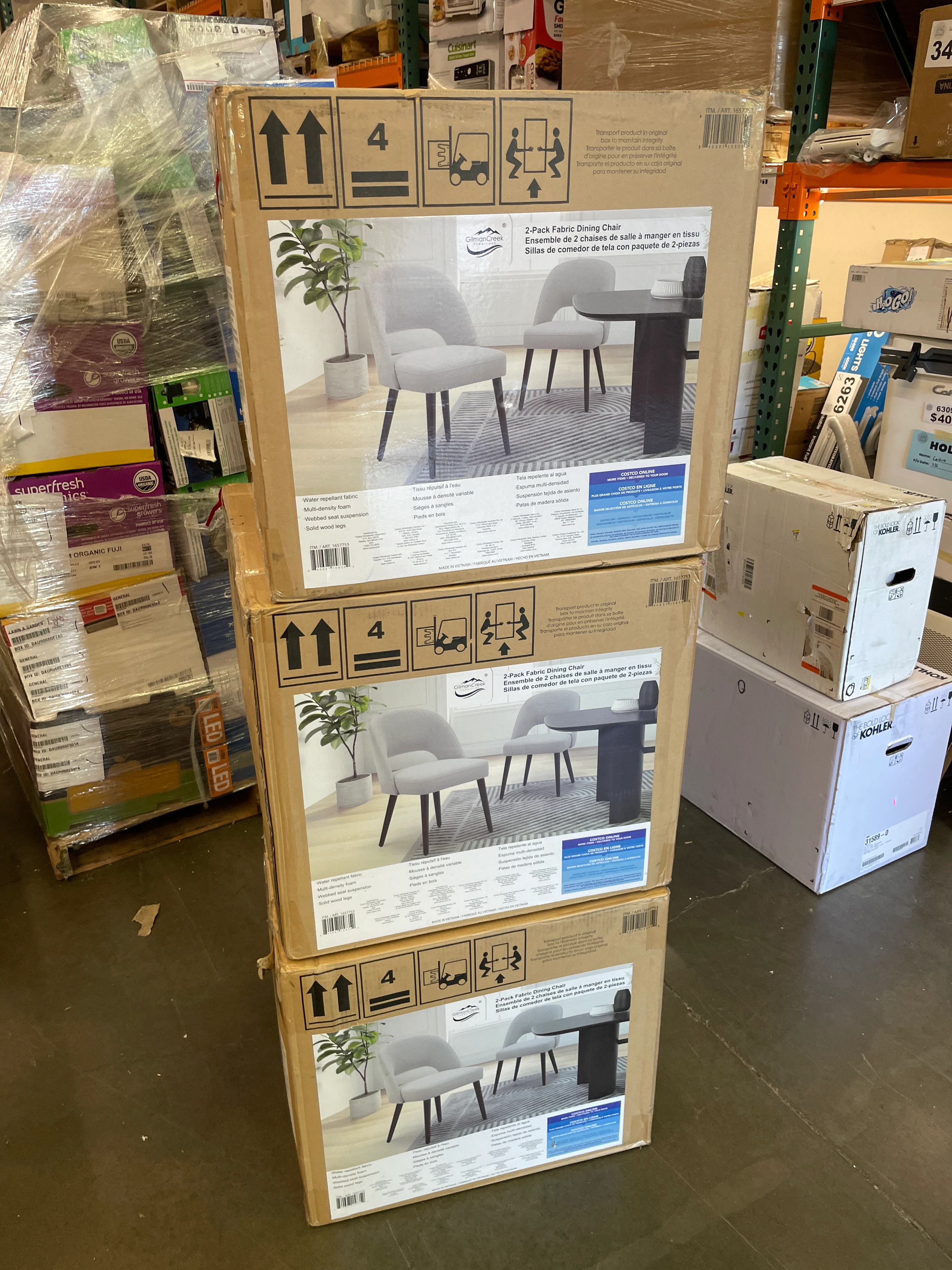 NEW - Lilah Fabric Dining Chair, 6 Count - Image 3