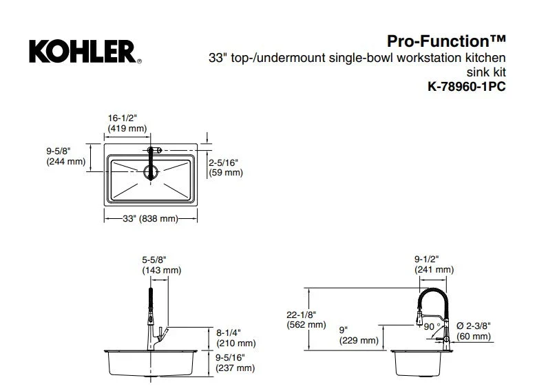 NEW - Kohler Pro-Function Kitchen Sink Kit - With Matte Black Faucet - Retail $399 - Image 7